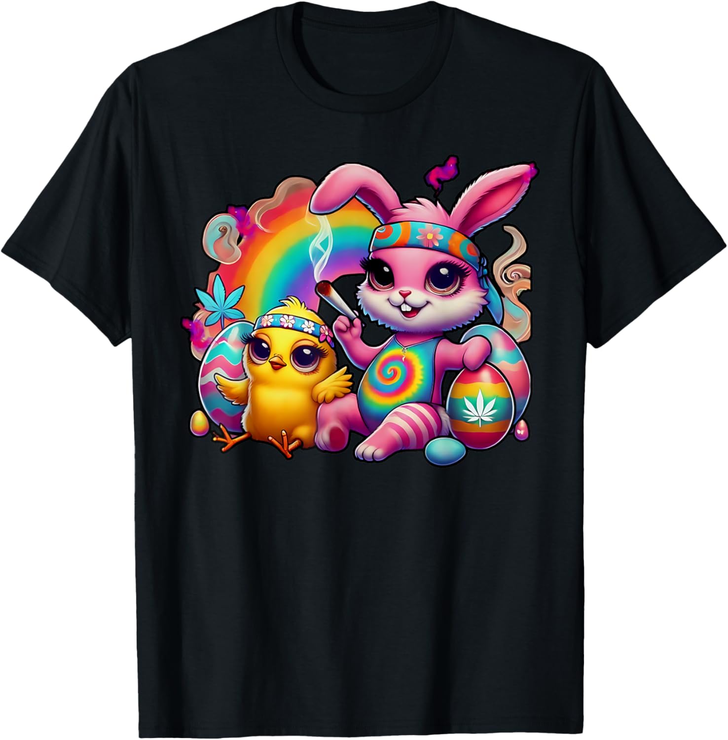 Stoned Easter Bunny Chick T-Shirt for Cannabis Lovers and Fun Celebrations - 11