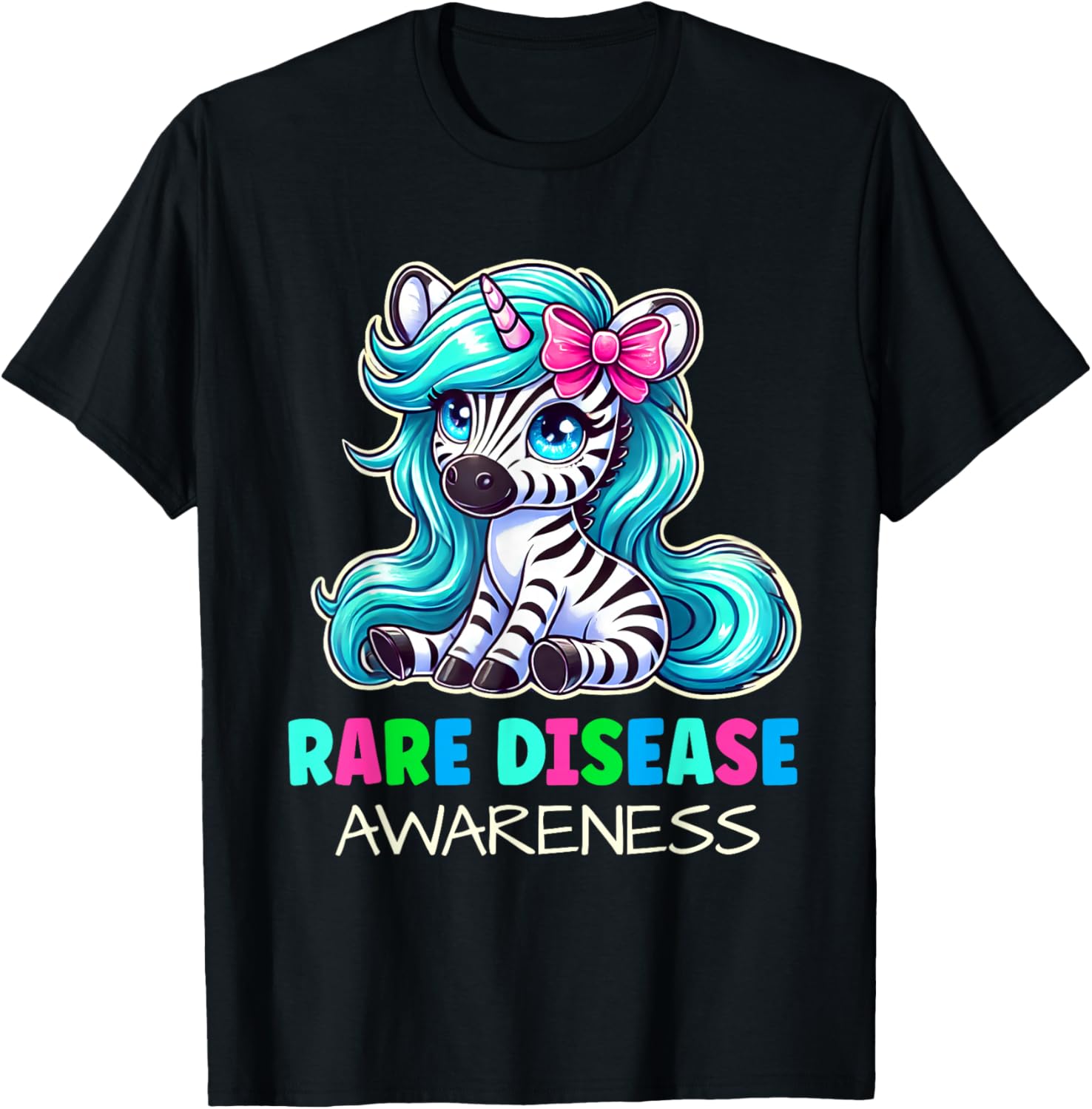Rare Disease Awareness Zabra Ribbon Kids T-Shirt for Rare Disease Day - 8