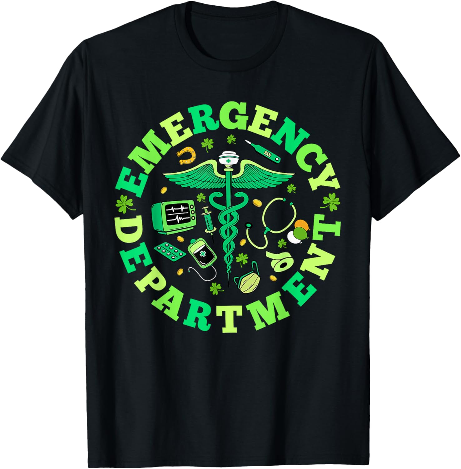 Emergency Nurse St Patricks Day Shamrock T-Shirt for ED RNs - 7