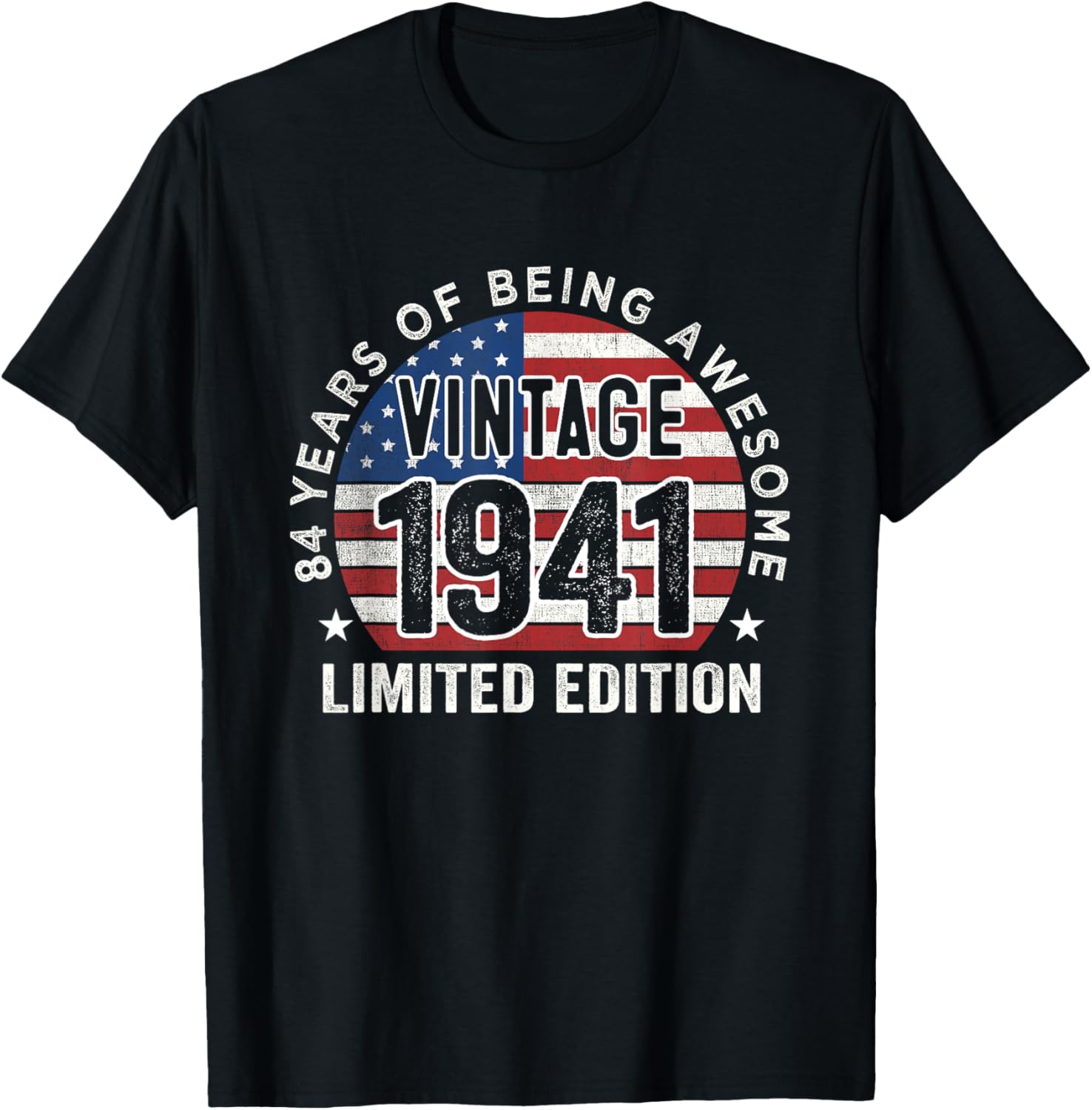 Vintage 1941 84th Birthday T-Shirt for Men with USA Flag Design - 2