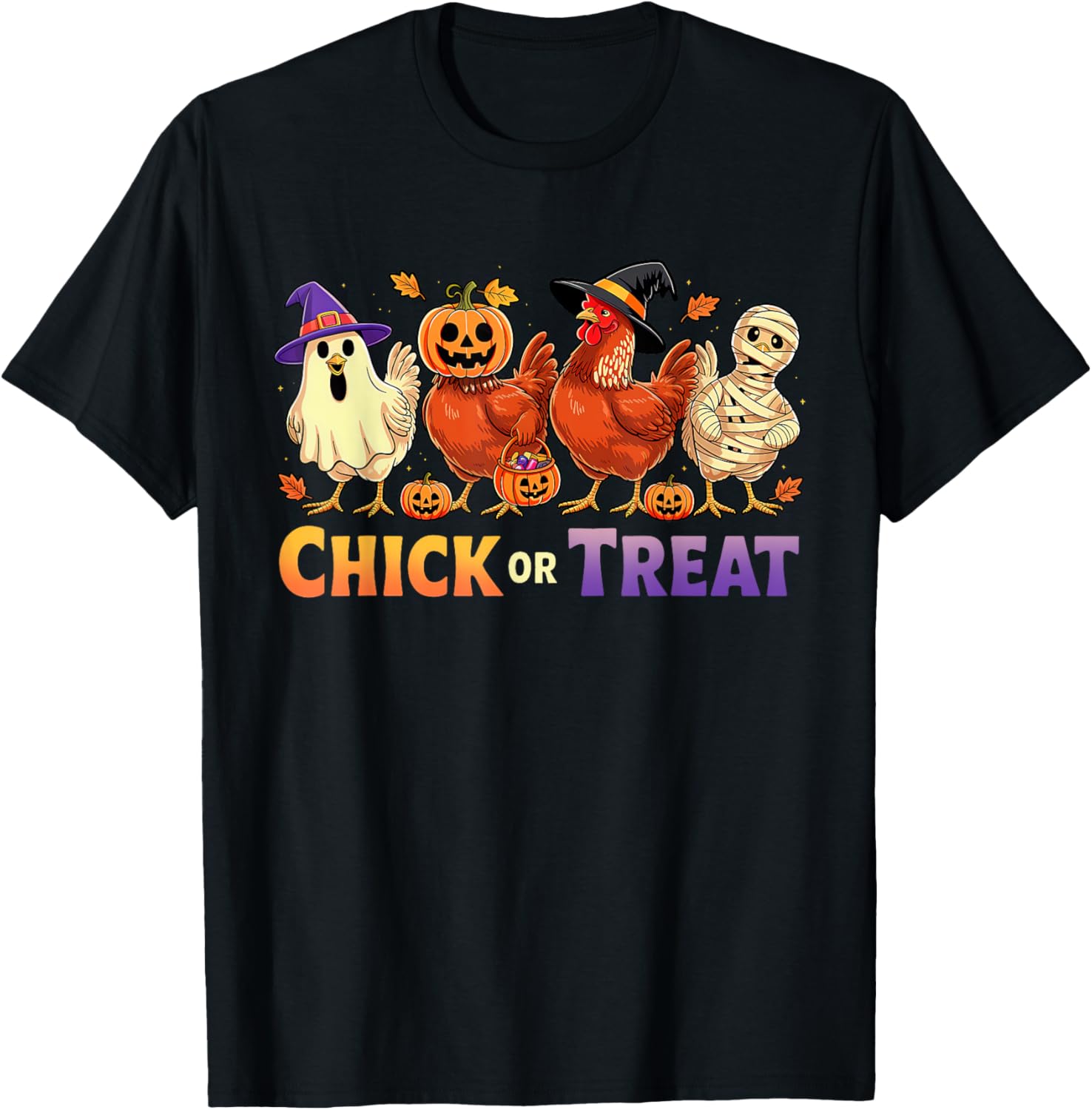 Funny Chick or Treat Halloween Witch Spooky Chicken Farmer T-Shirt - 6