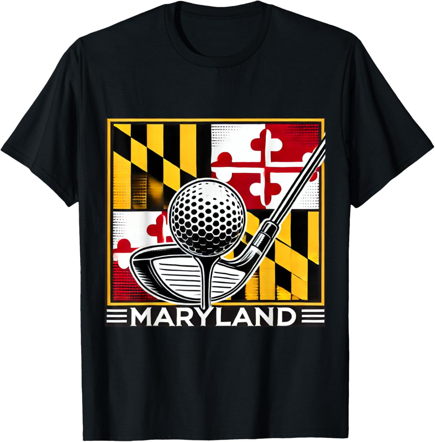 Maryland Golf Design Tee with State Flag and Club Artwork for Golf Lovers - 18
