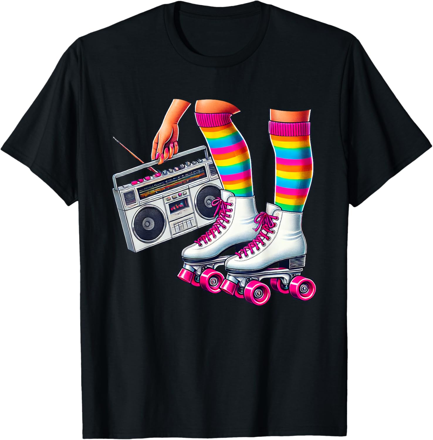 Funny 80s Roller Disco Skating Girl T-Shirt for Retro Fans - 15