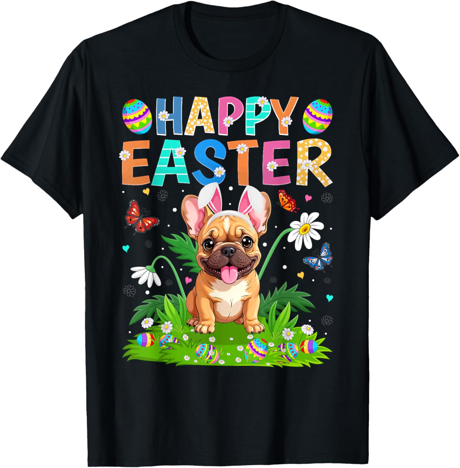 Happy Easter French Bulldog Bunny Ear Egg Hunt T-Shirt for Pet Lovers - 14