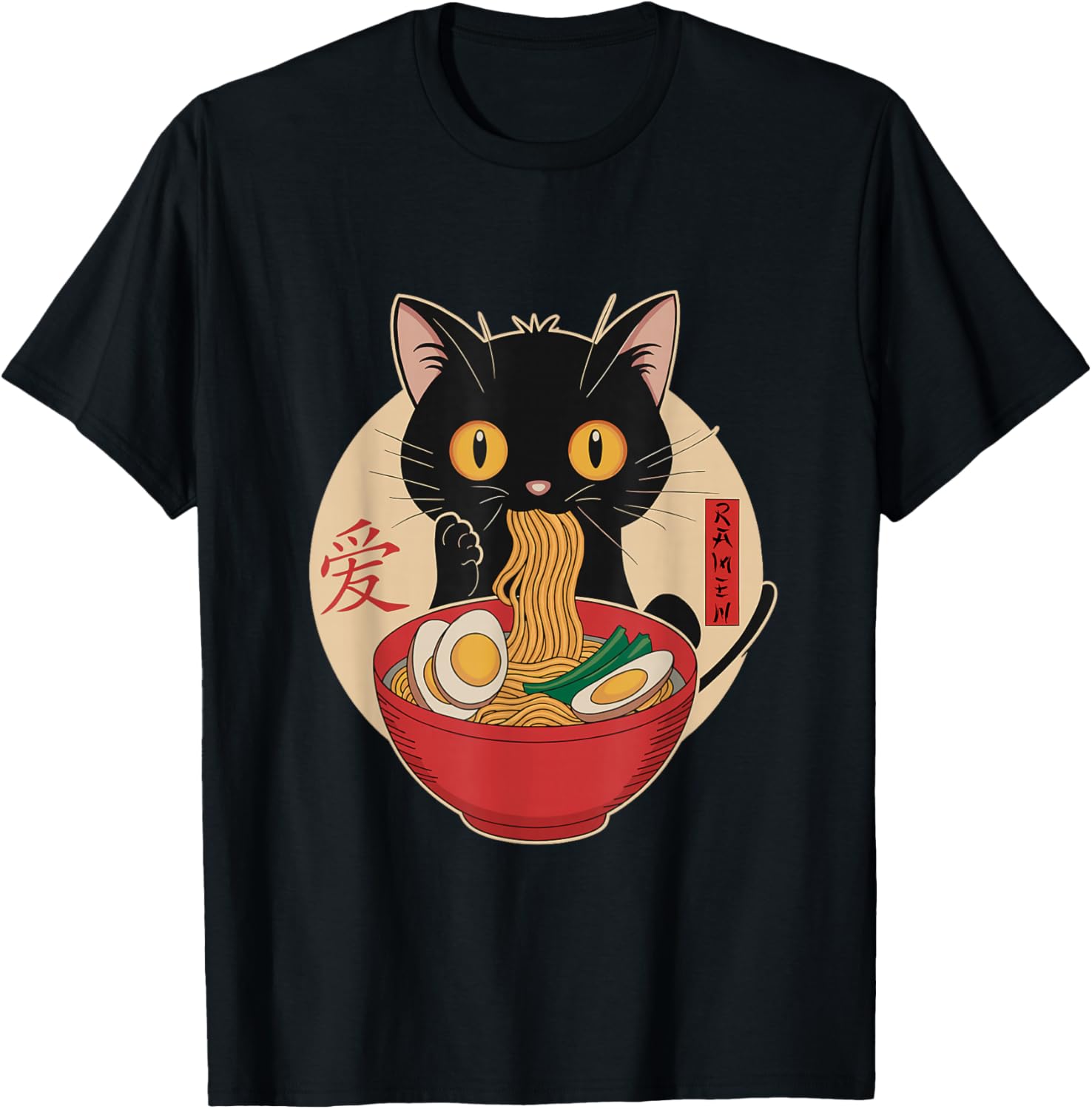 Cute Cat Eating Ramen Noodles Kawaii Anime T-Shirt for Cat Lovers - 24