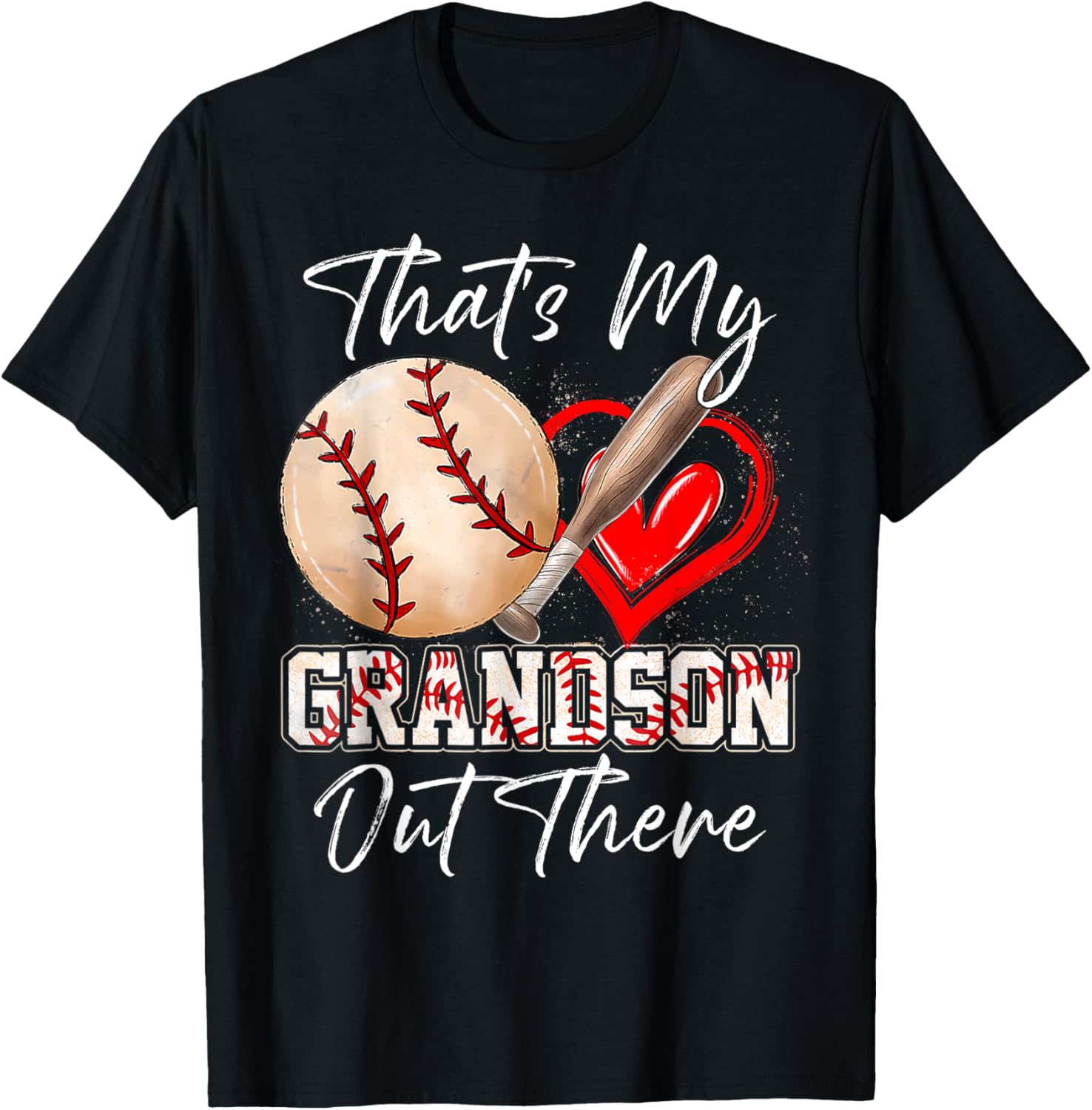 Funny That's My Grandson Out There Baseball T-Shirt for Grandparents - 12