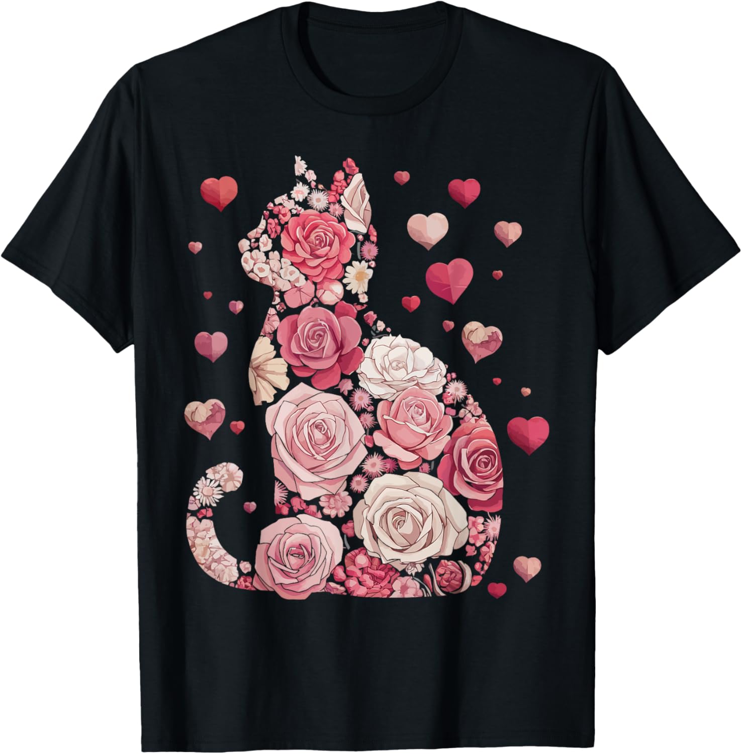Cute Happy Meowentine's Day Cat T-Shirt for Girls and Women - 14