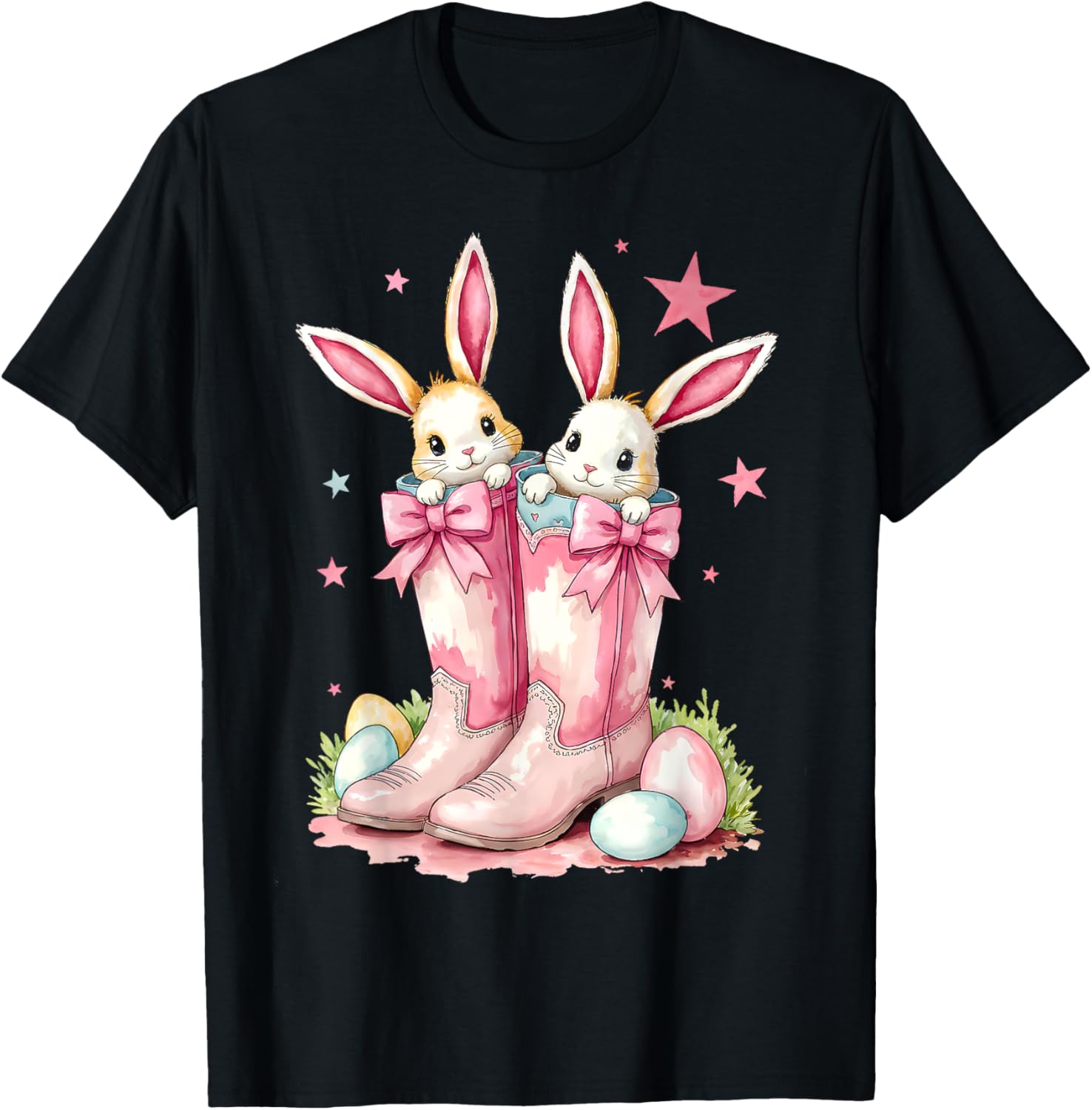 Howdy Easter Western Bunny Cowboy Boots T-Shirt for Fun Festivities - 1