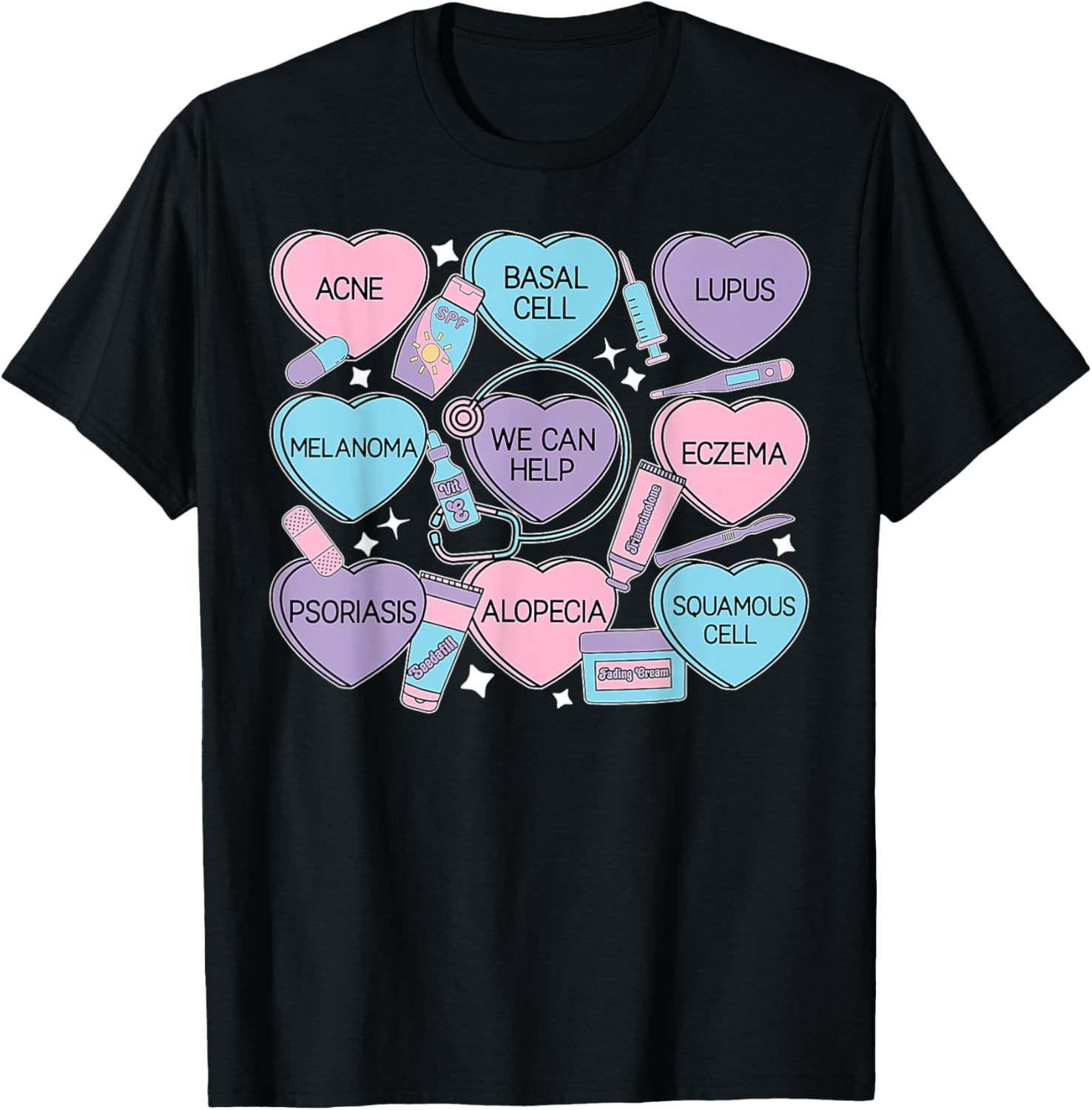 Retro Dermatology Candy Heart Shirt for Valentine's Day Gifts - 7