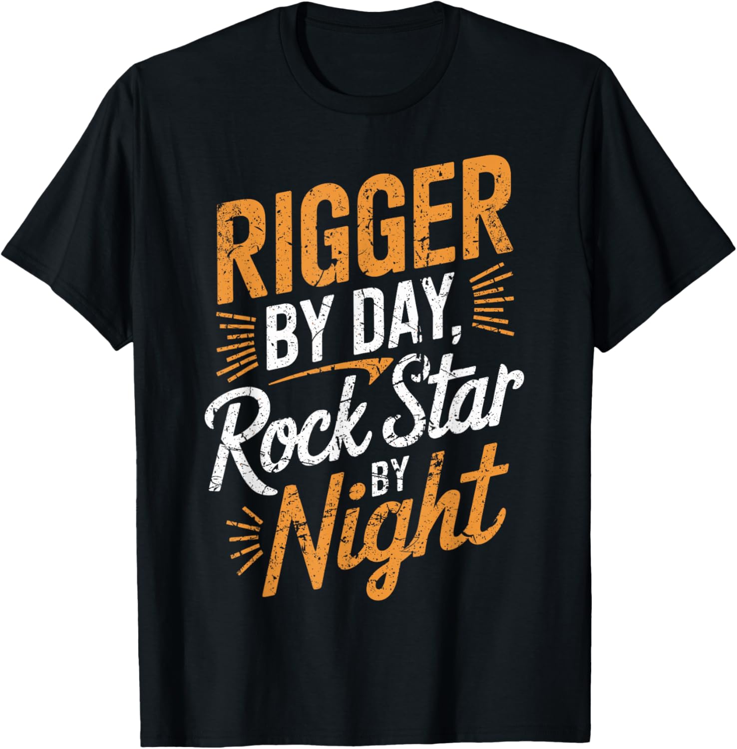 Funny Rigger by Day Rockstar by Night T-Shirt for Workers and Music Lovers - 4