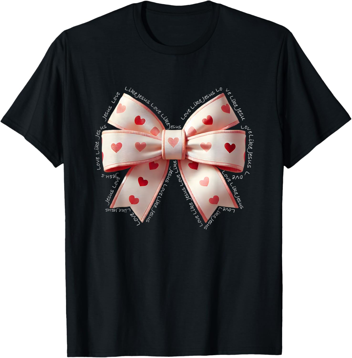 Jesus Valentine's Day Coquette Bow Tee Love Like Jesus T-Shirt for Kids - 11