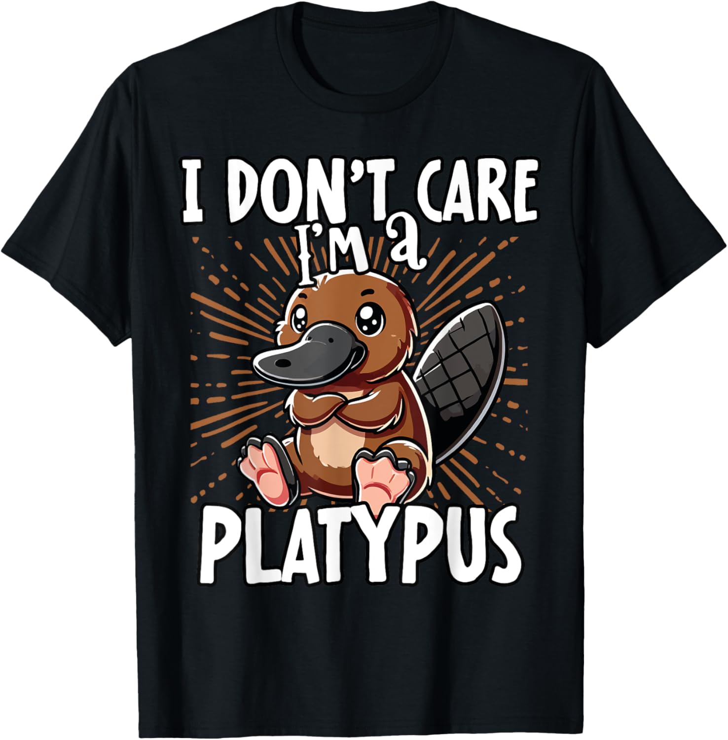 Cute Platypus T-Shirt I Don't Care Fun Animal Apparel for All Ages - 22
