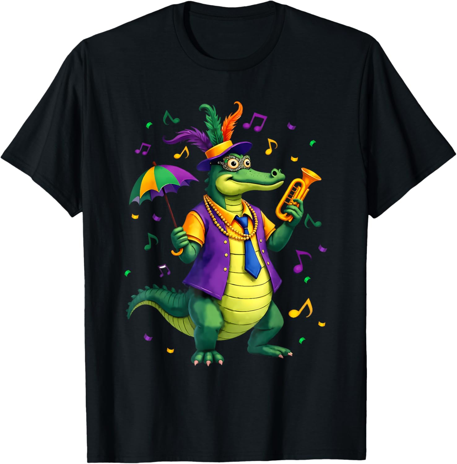 Funny Mardi Gras Alligator T-Shirt for Men, Women, and Kids - 1