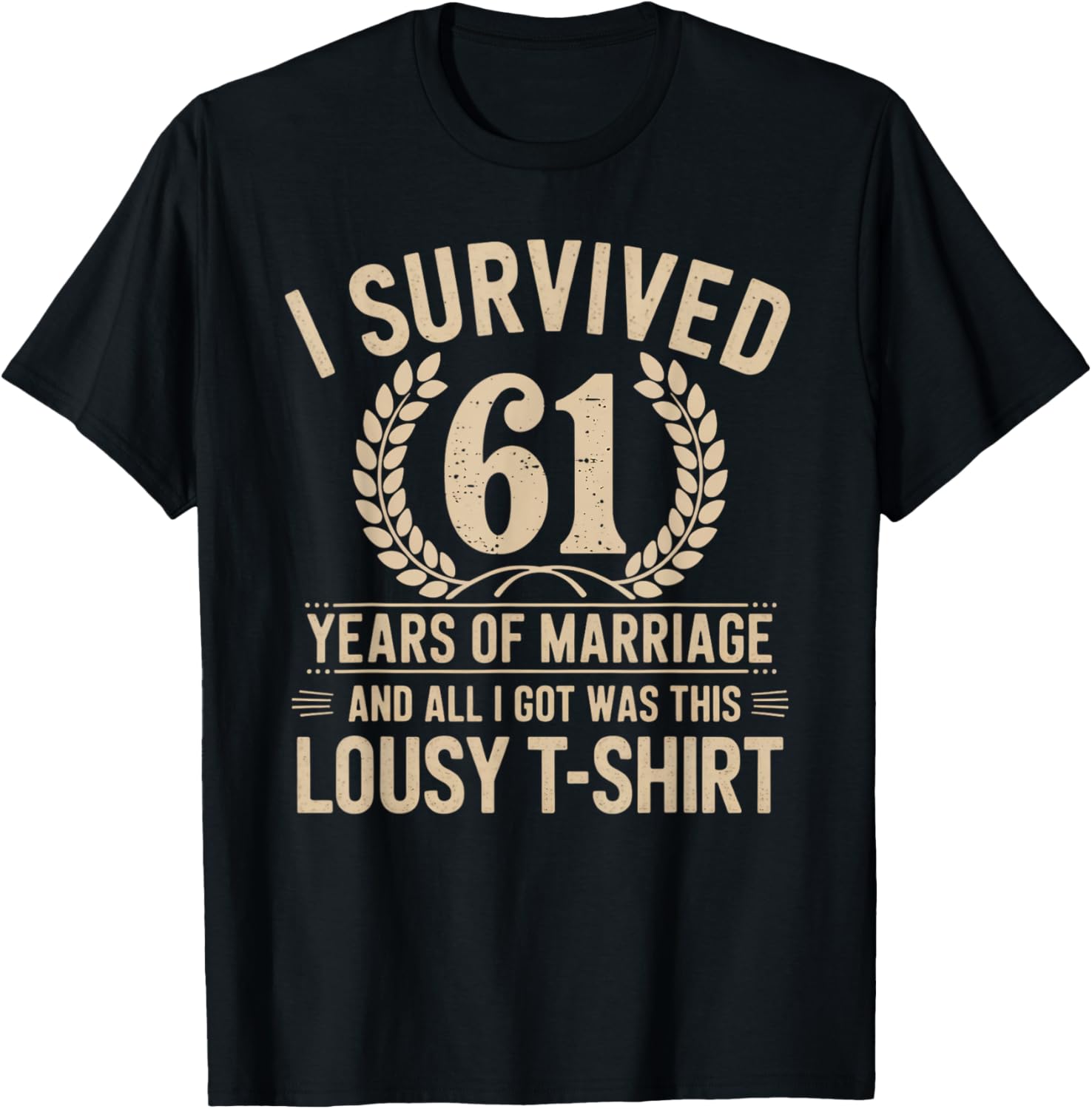 Couple Matching T-Shirt I Survived 61 Years of Marriage Fun Gift - 1