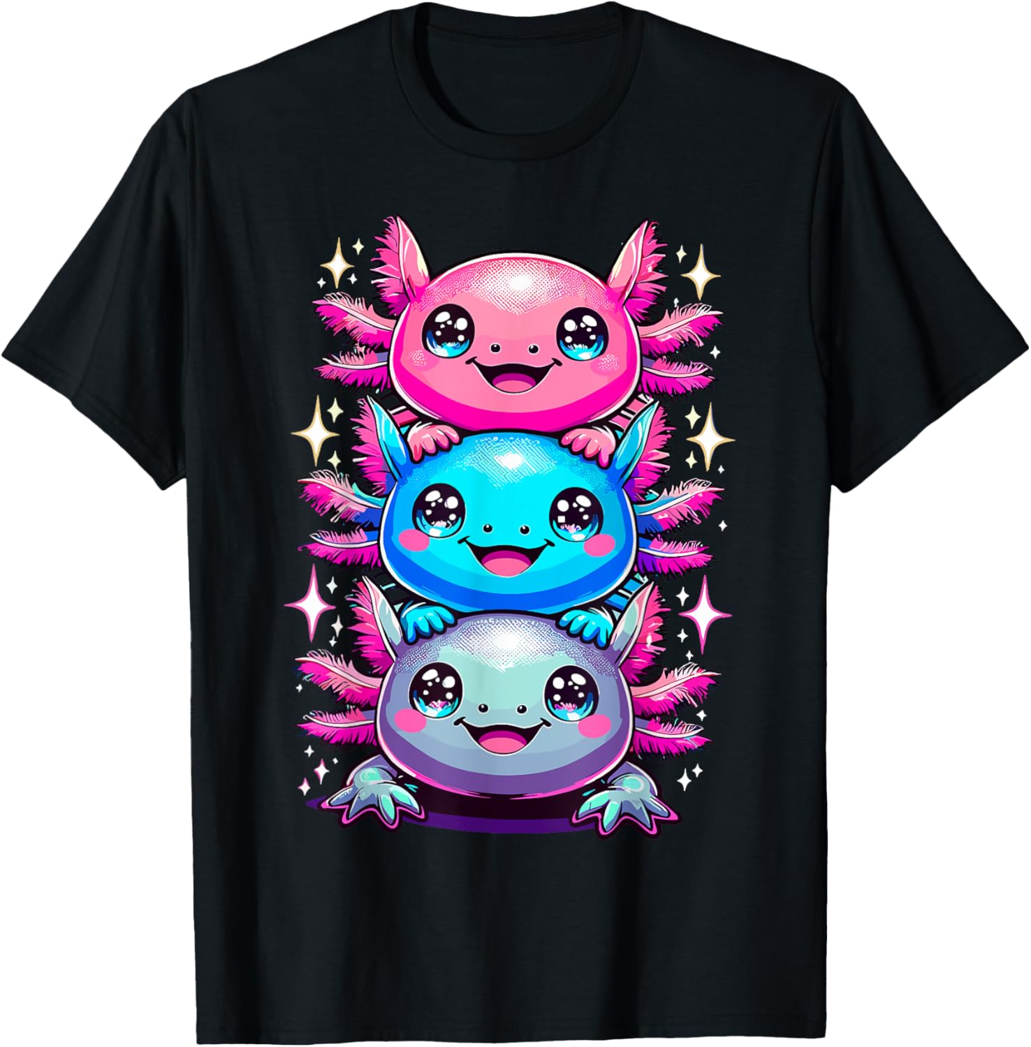 Colorful Axolotl Art T-Shirt for Nature Lovers and Animal Enthusiasts - 1