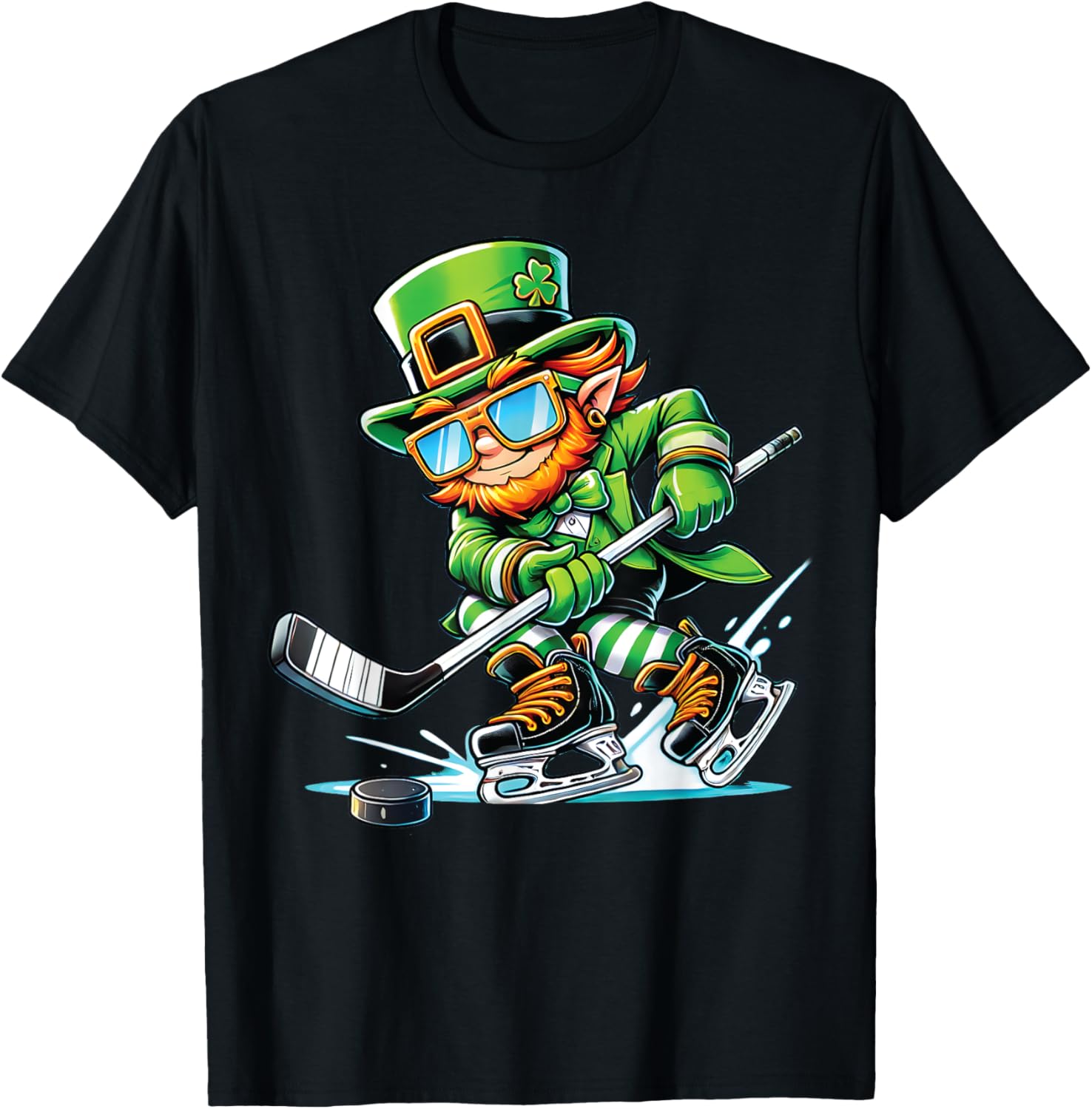 Leprechaun Ice Hockey T-Shirt Perfect for St Patrick's Day Fun - 14