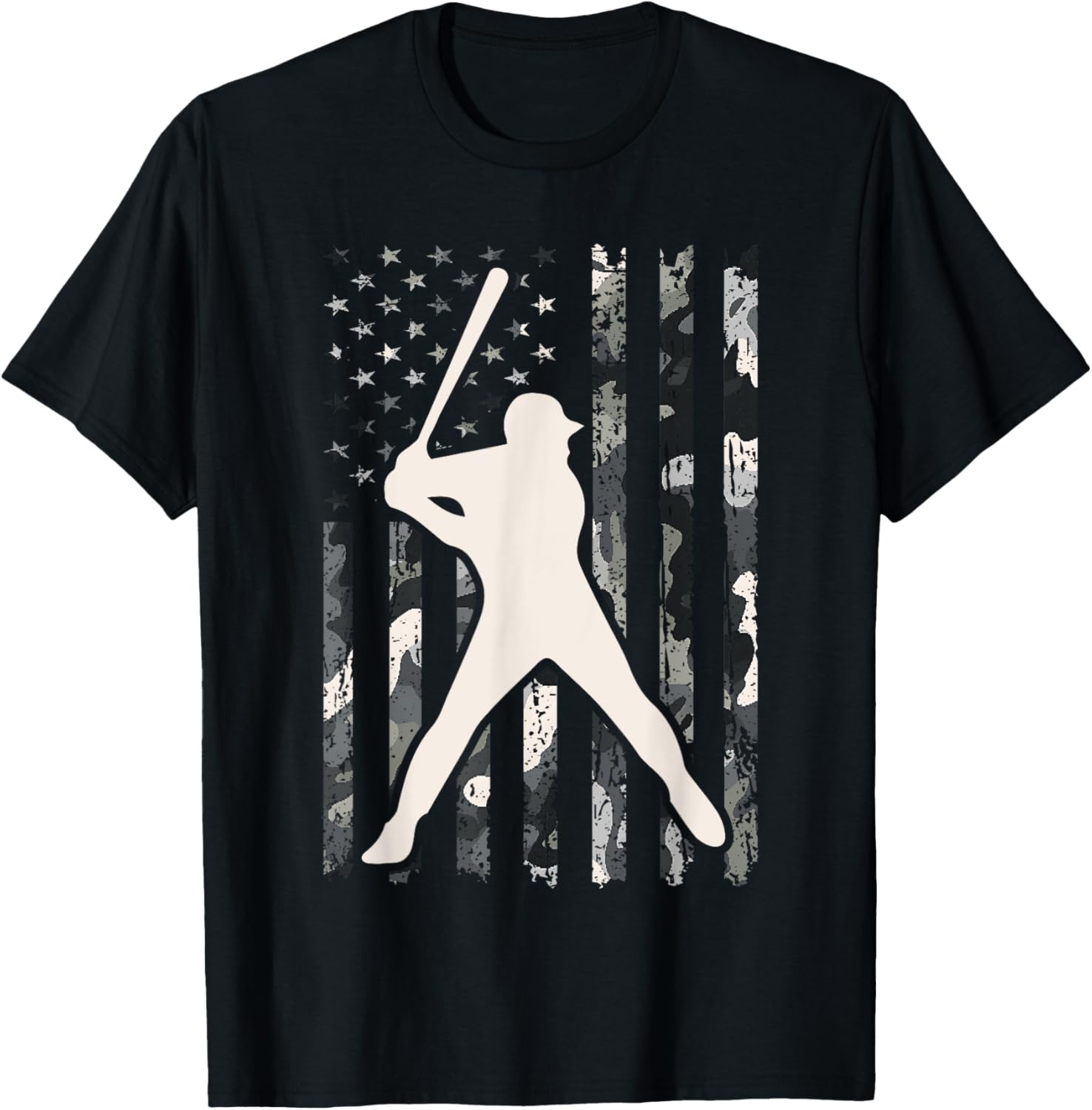 Vintage Baseball USA Flag Camo T-Shirt for Men and Women - 4