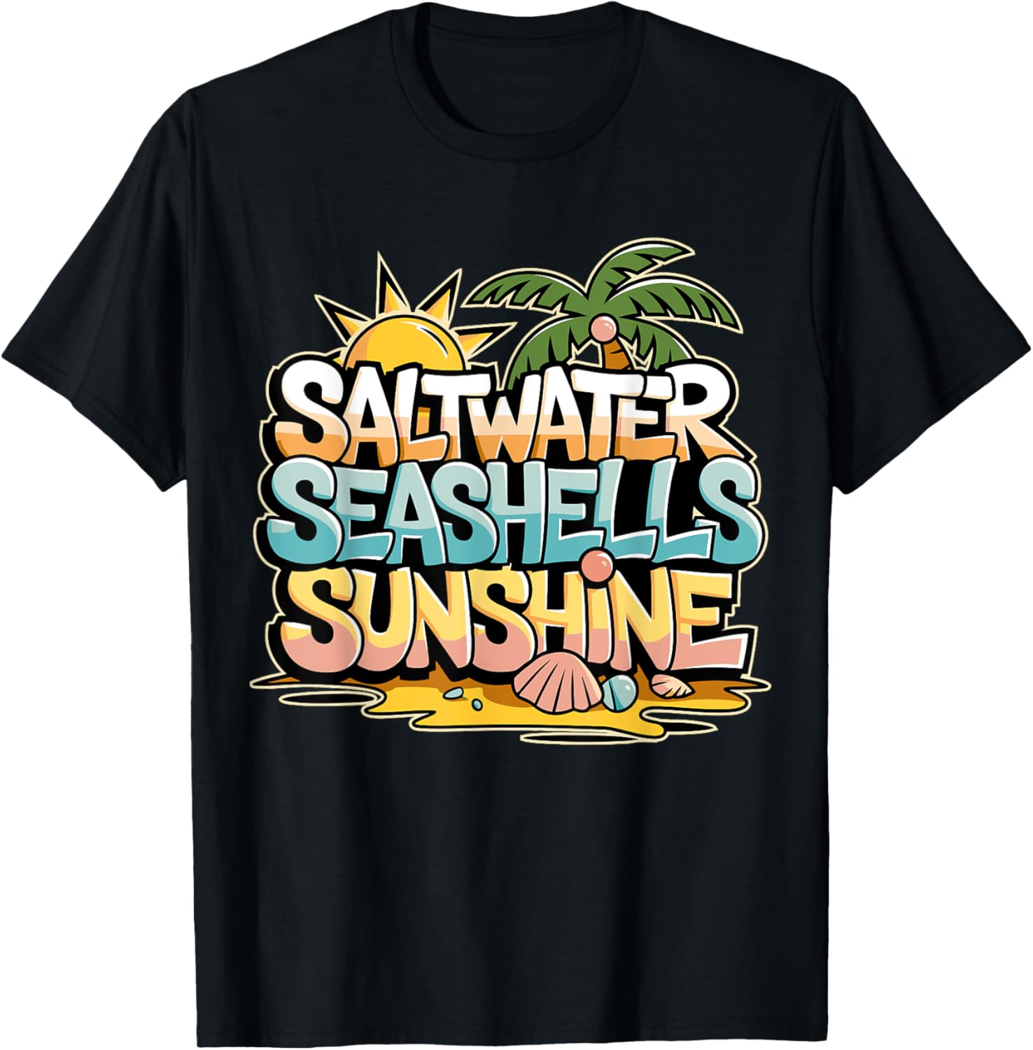 Funny Beach T-Shirt with Saltwater Seashells for Cruise Gifts - 27