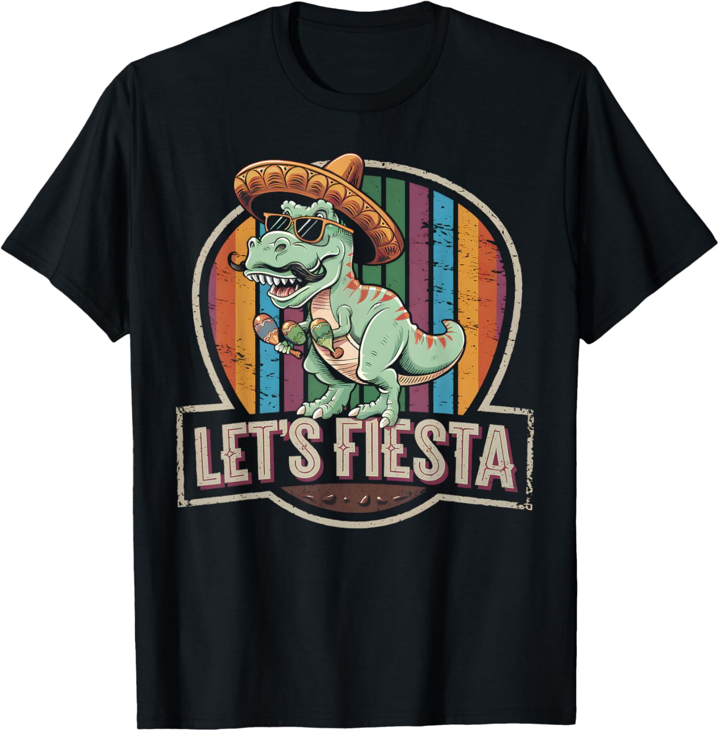 Cute Let's Fiesta Mexican Dino Trex T-Shirt for Toddler Boys - 2