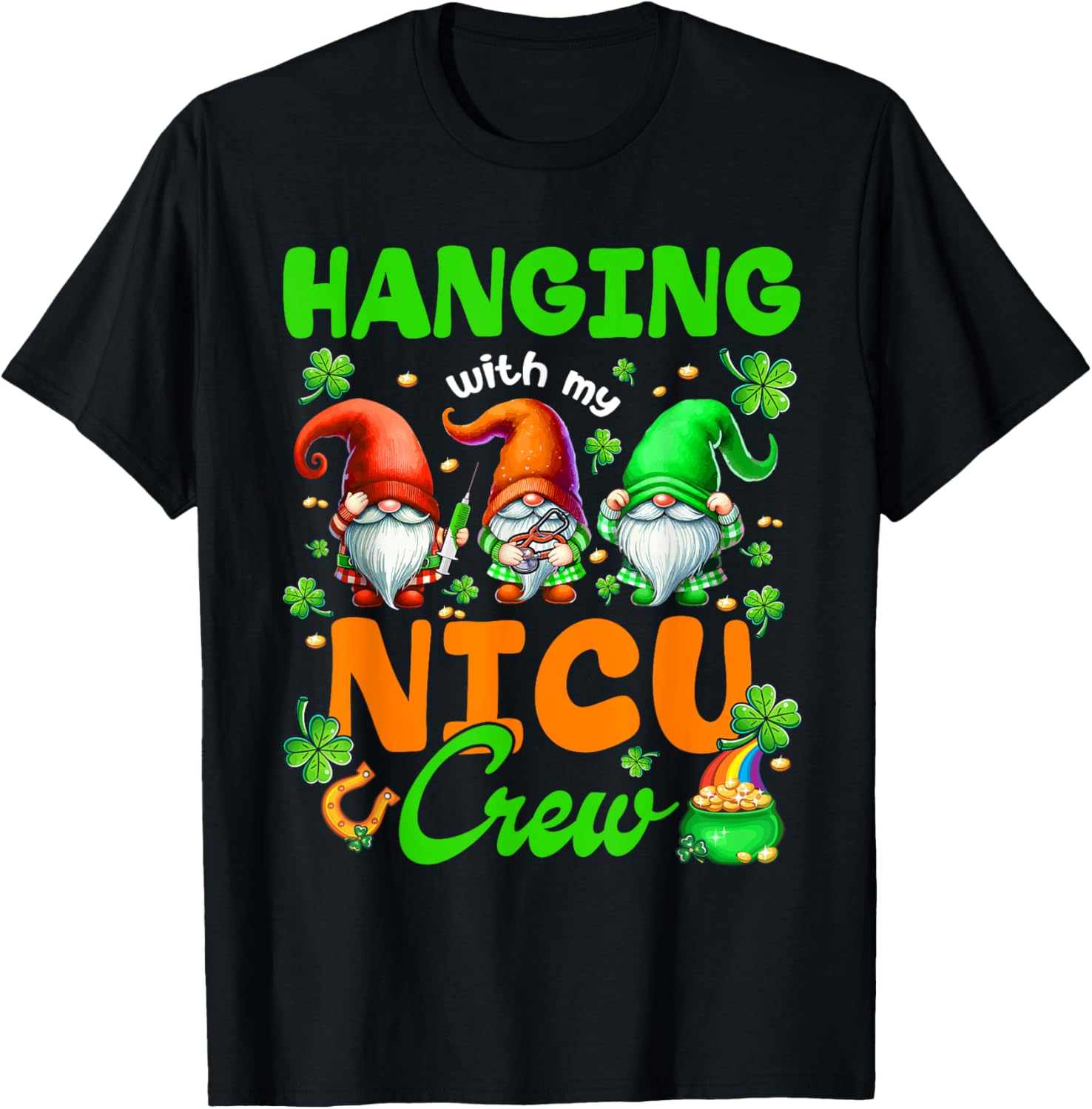 Adorable NICU Nurse Gnome St. Patrick's Day T-Shirt for Nurses and Friends - 4