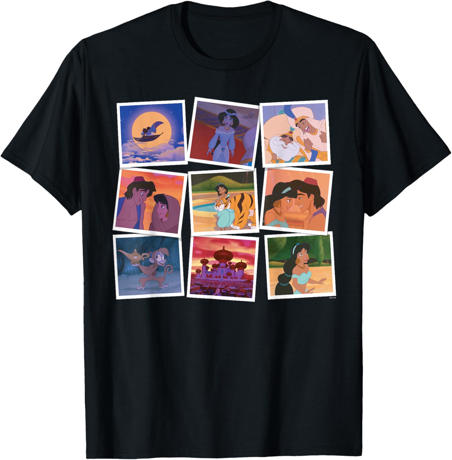 Disney Aladdin and Princess Jasmine Movie Frames T-Shirt for Fans - 1
