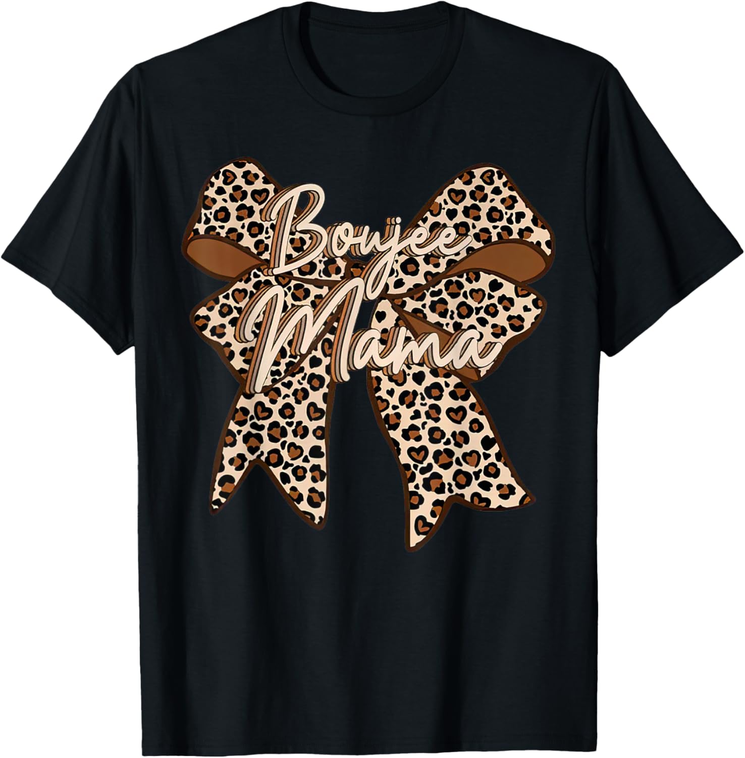 Boujee Mama Leopard Coquette Bow T-Shirt for Stylish Moms on Mother's Day - 13