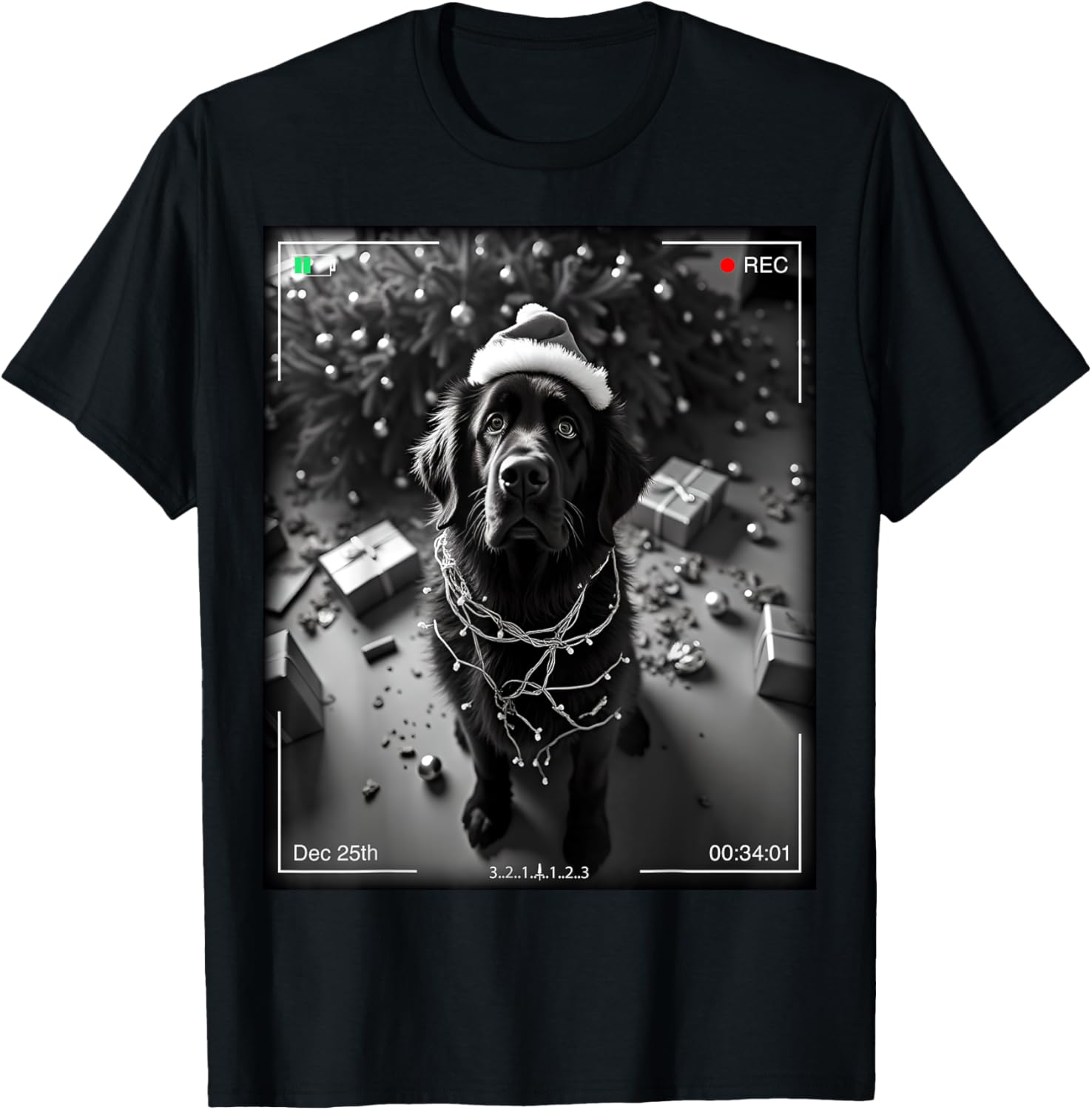 Cute Christmas Newfoundland Dog Caught on Camera T-Shirt for Dog Lovers - 4