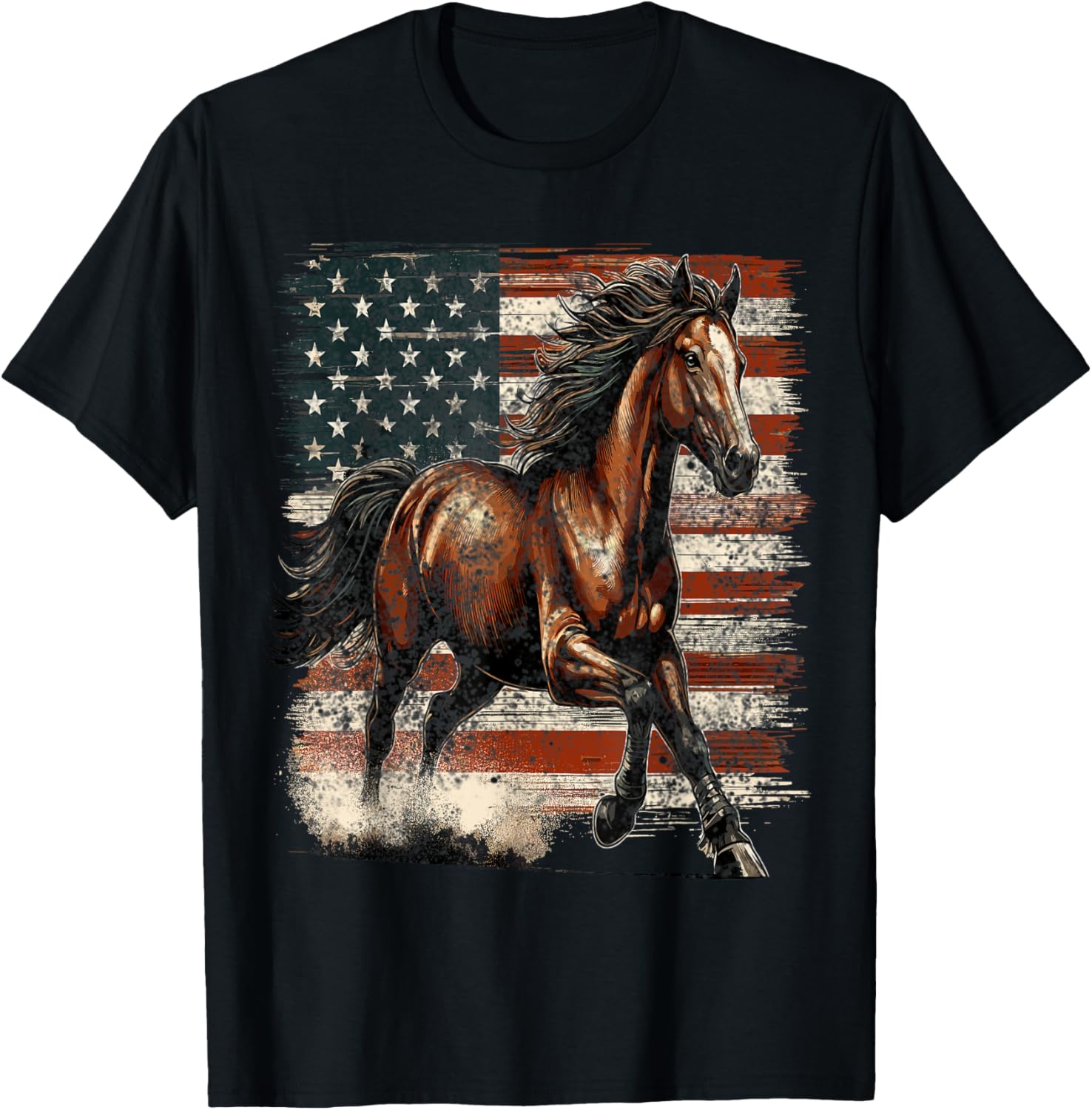 Patriotic Horse American Flag T-Shirt Perfect for 4th of July Celebrations - 18