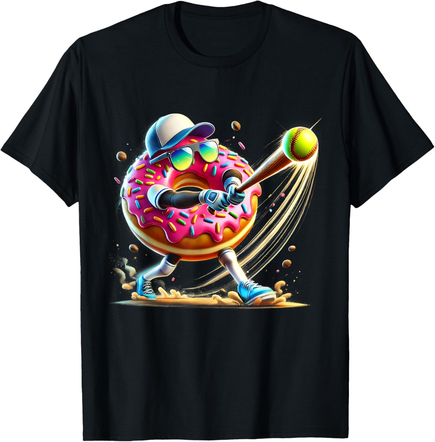 Donut Lover Softball Player T-Shirt Fun Sports Tee for All Ages - 10