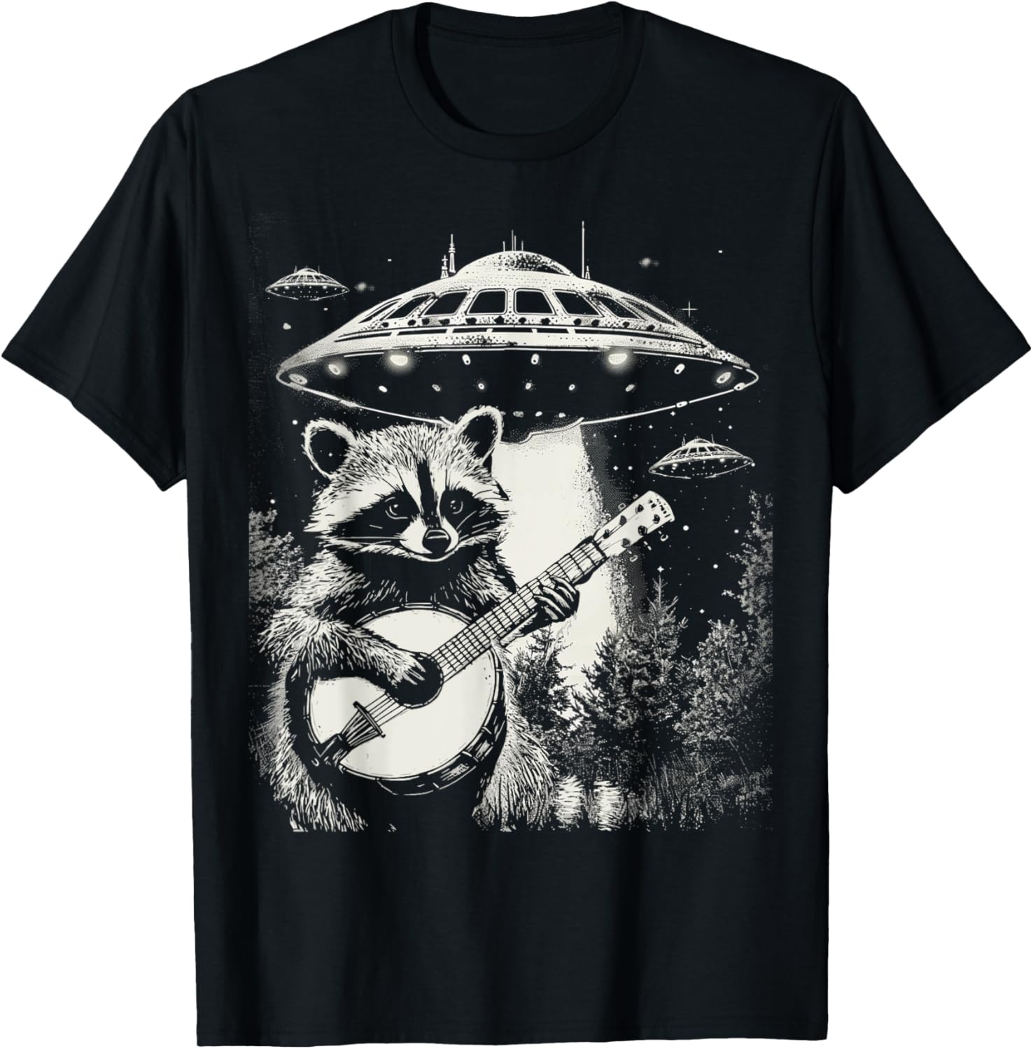 Funny Vintage Raccoon Banjo Alien T-Shirt for Unique Style Lovers - 5