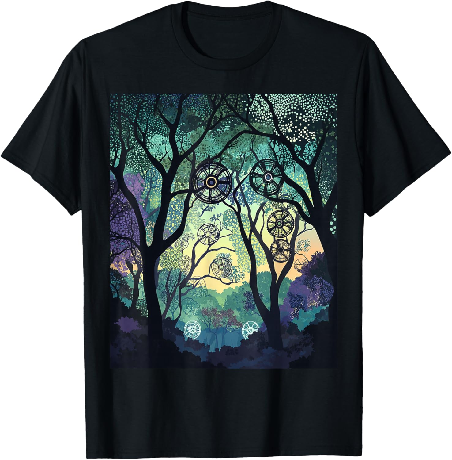 Dreamy Forest Geometric Nature Artwork T-Shirt for Nature Lovers - 9