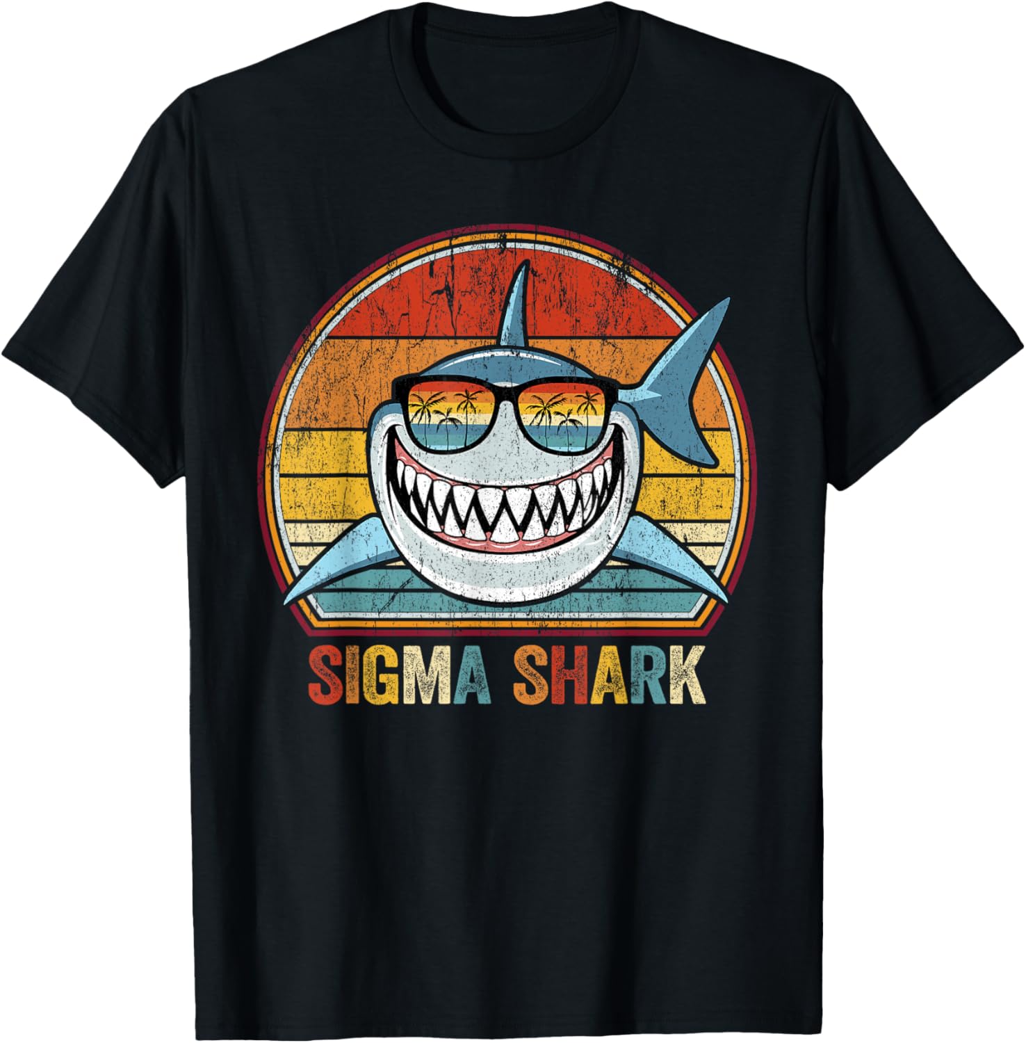 Funny Retro Sigma Shark Meme T-Shirt for Trendy Style Lovers - 4