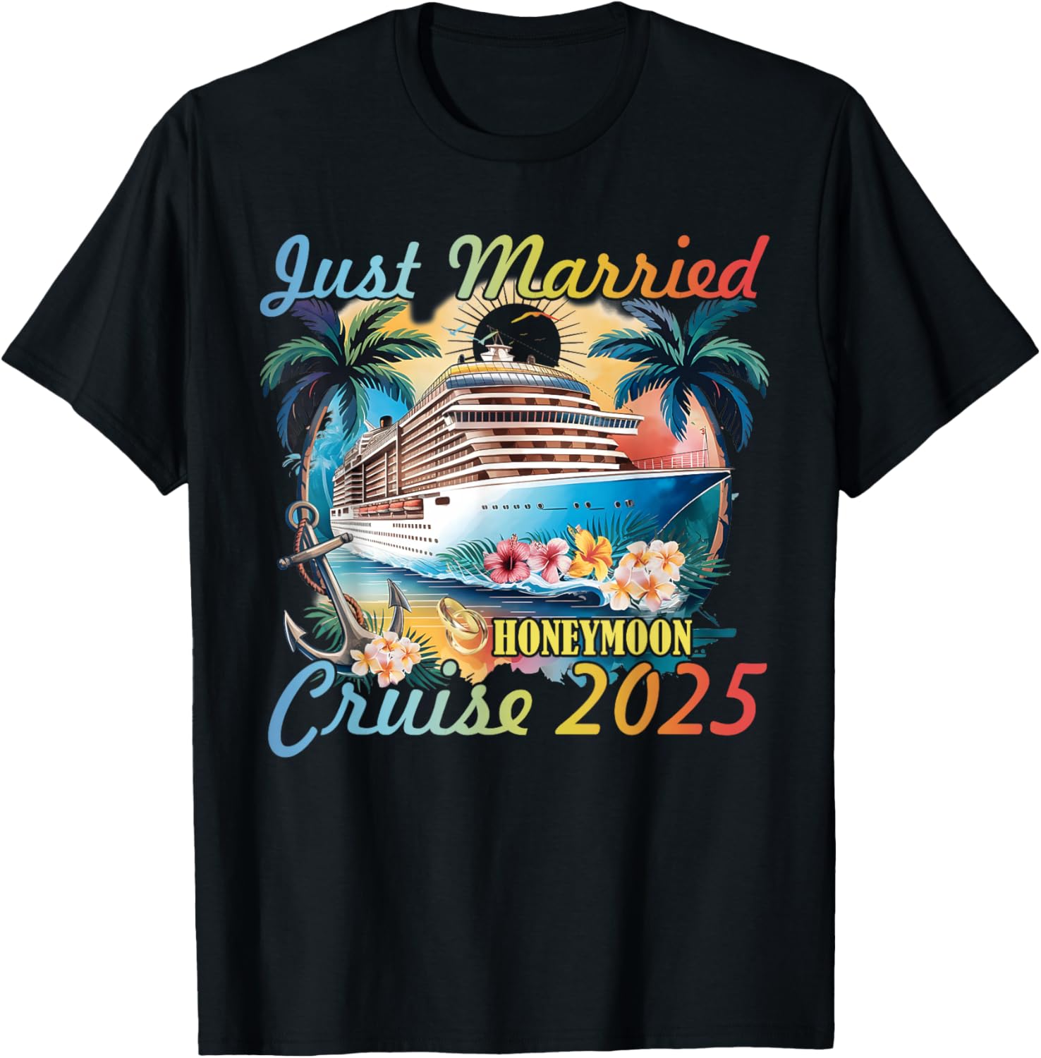 Just Married Honeymoon Cruise T-Shirt for Couples 2025 Adventure - 5