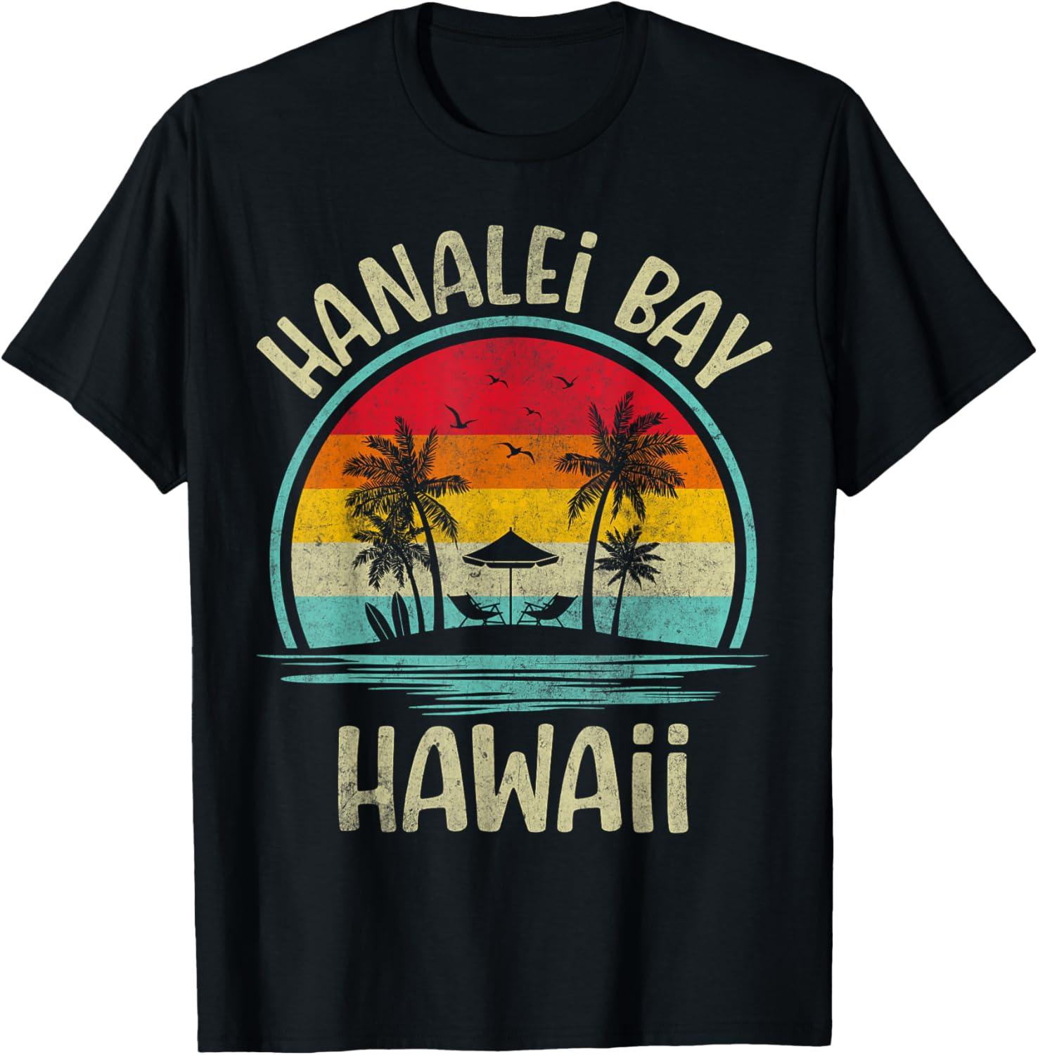Hanalei Bay Beach Hawaii Palm Tree Family Summer Vacation T-Shirt - 6