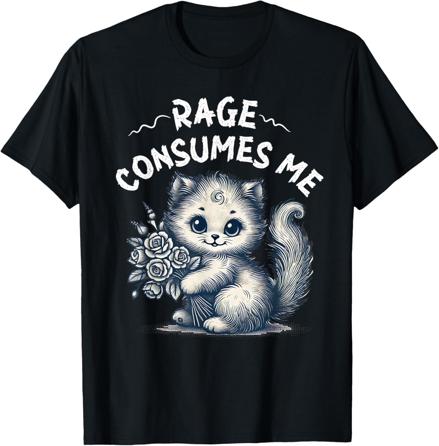 Cute Rage Consumes Me Cat Meme T-Shirt for Men and Women - 1