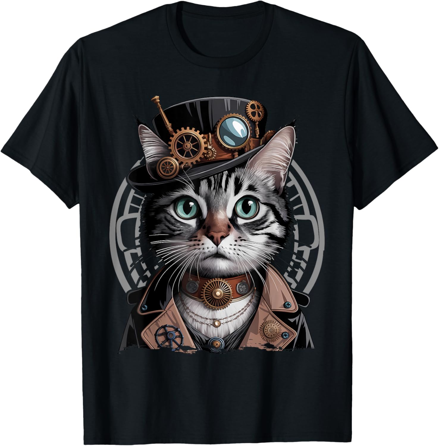 Steampunk Cat Graphic T-Shirt for Kittens - Trendy Fashion Tee - 12