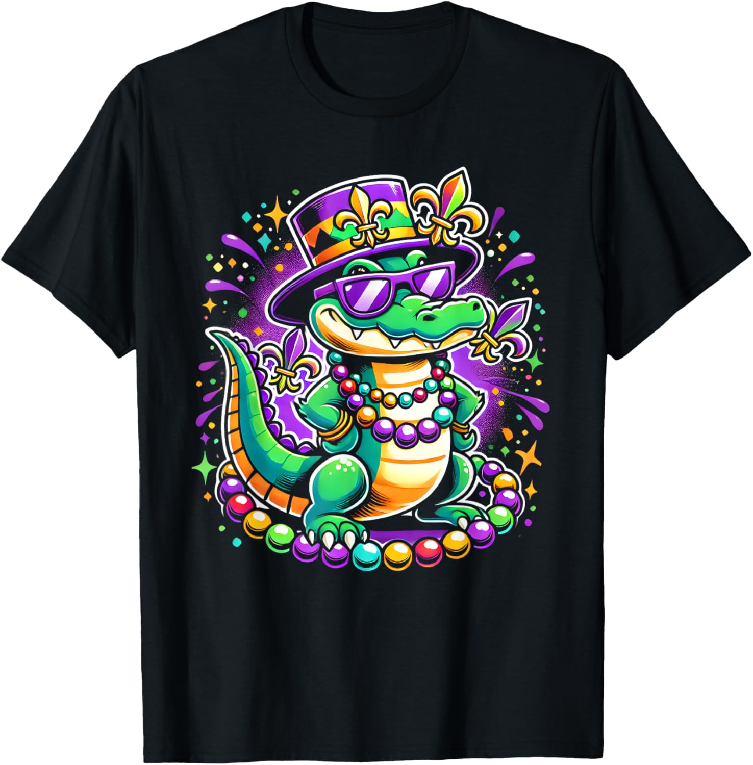 Mardigator Mardi Gras Alligator T-Shirt for Men and Women - 2