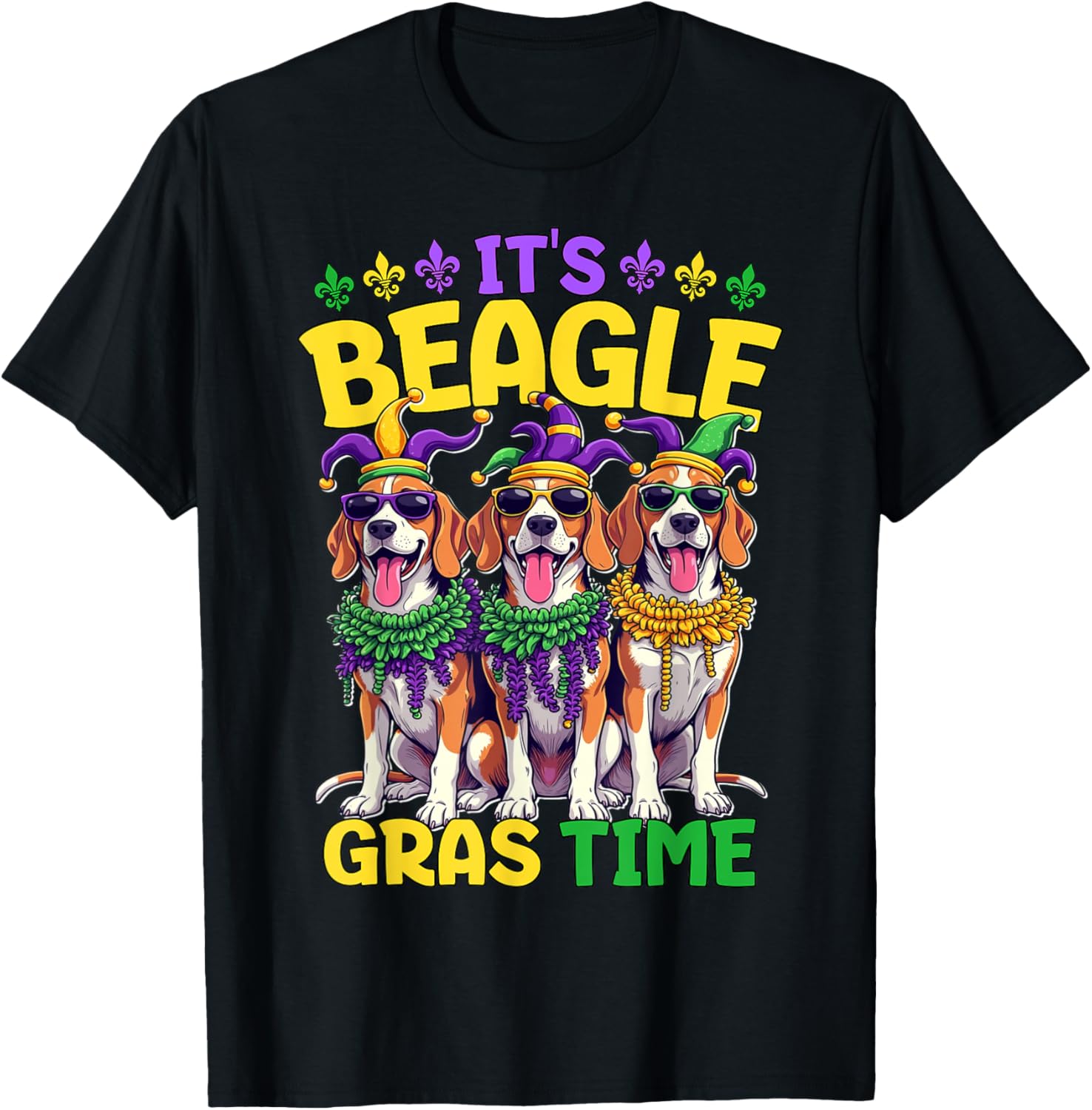 Mardi Gras Beagle Time T-Shirt for Fun Celebrations and Festivities - 17