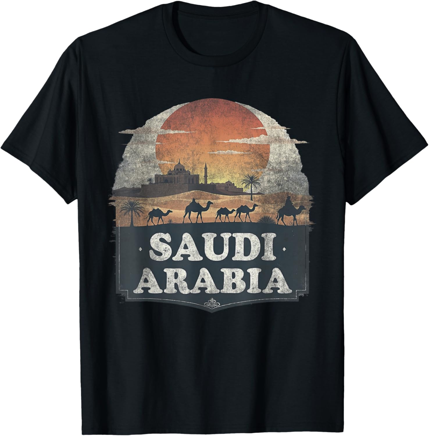 Retro Saudi Arabia Landscape T-Shirt Vintage Travel Souvenir Tee - 1