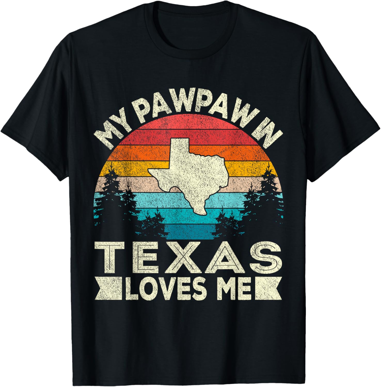 My PawPaw In Texas Loves Me Retro Grandpa T-Shirt for Proud Grandchildren - 4