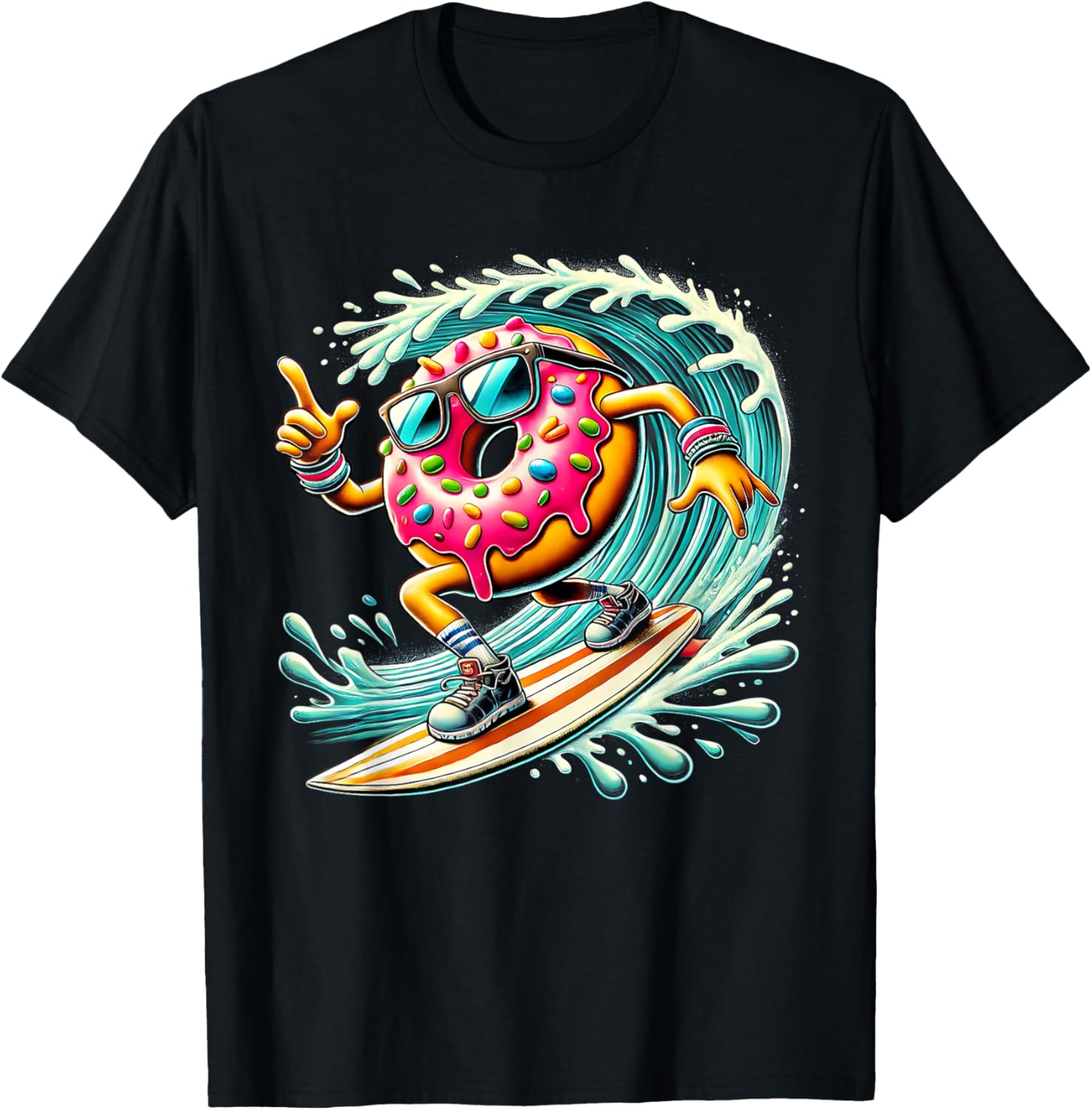 Donut Surfing T-Shirt for Surfboard Lovers - Fun Surf Style Apparel - 7