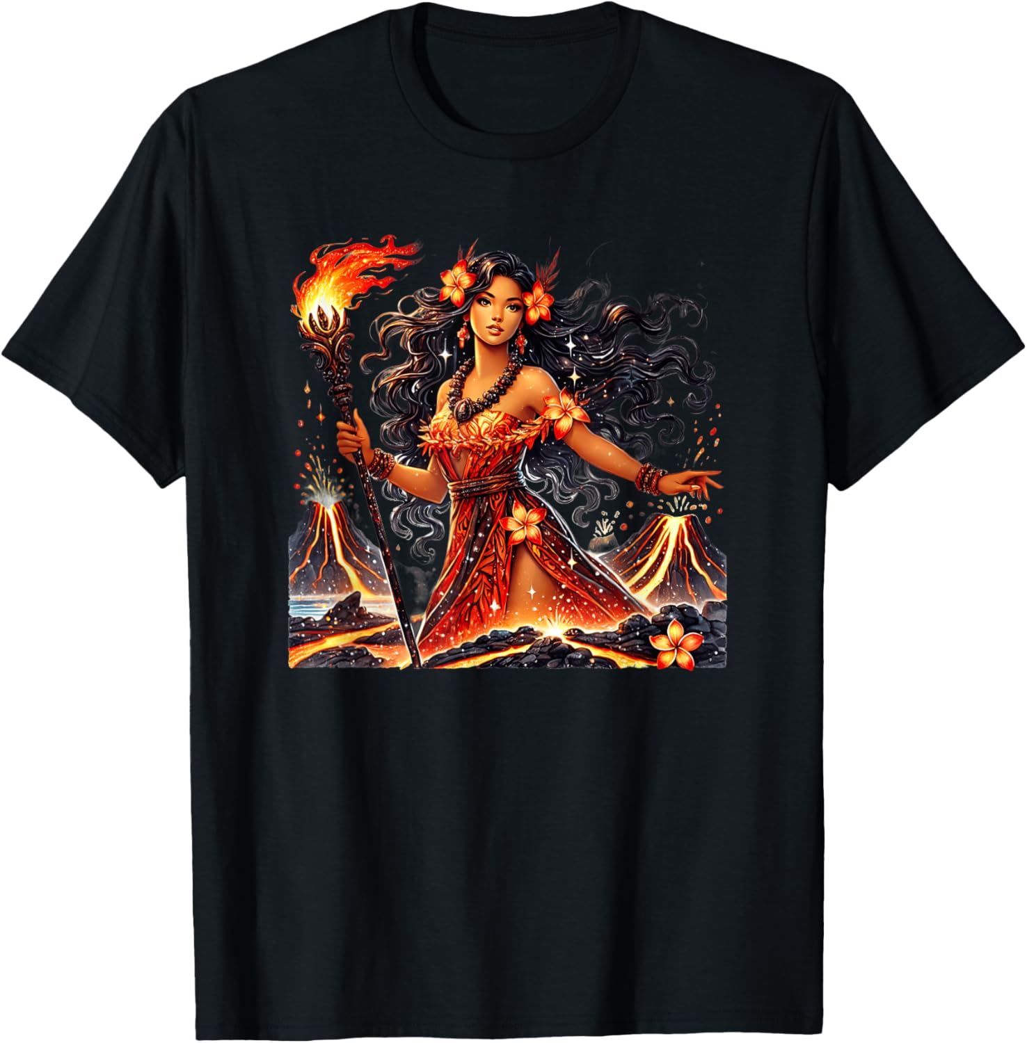 Hawaiian Goddess Pele Fire Transformation T-Shirt for Nature Lovers - 15