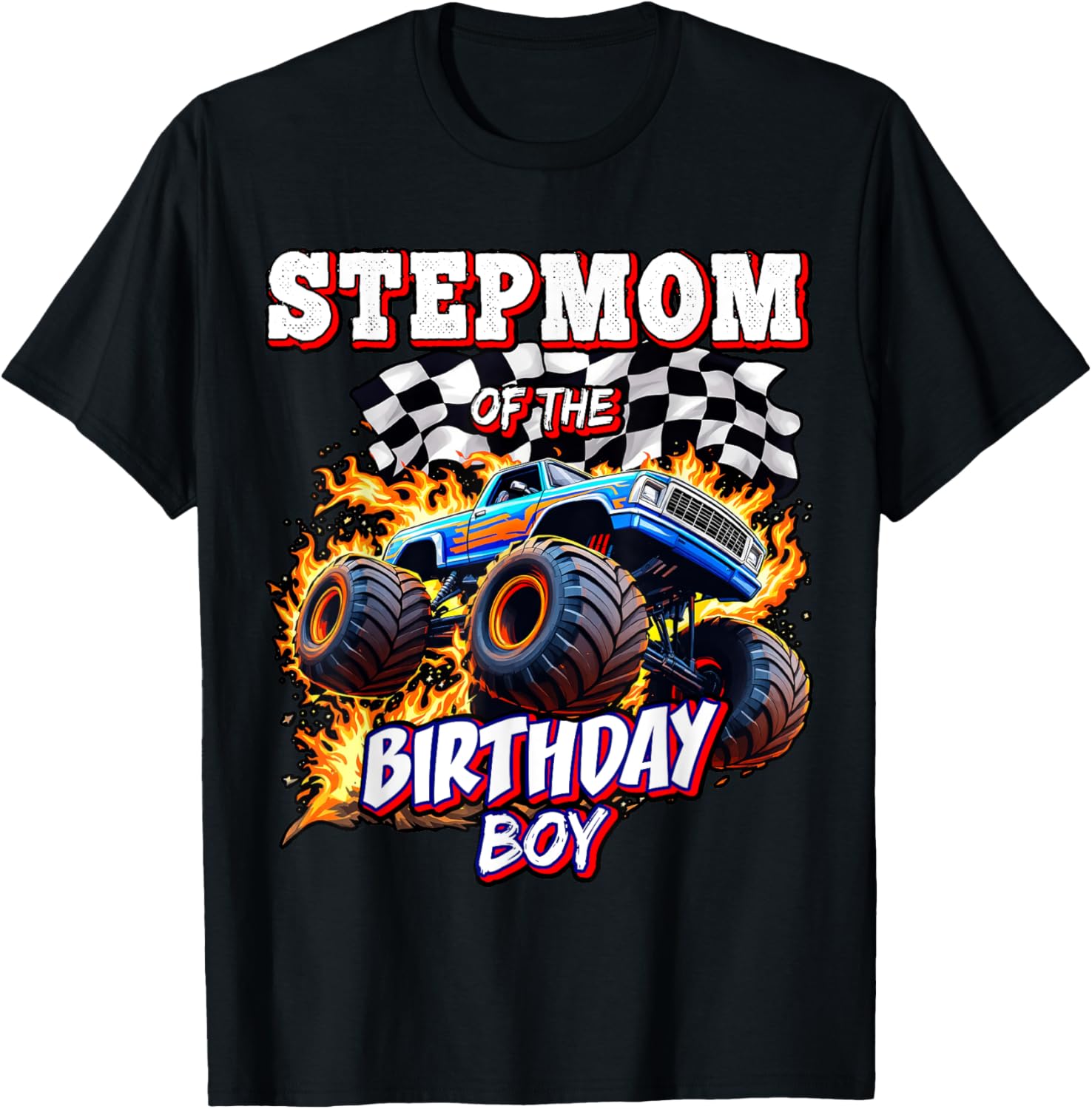 Stepmom of the Birthday Boy Monster Truck T-Shirt for Fun Celebrations - 1