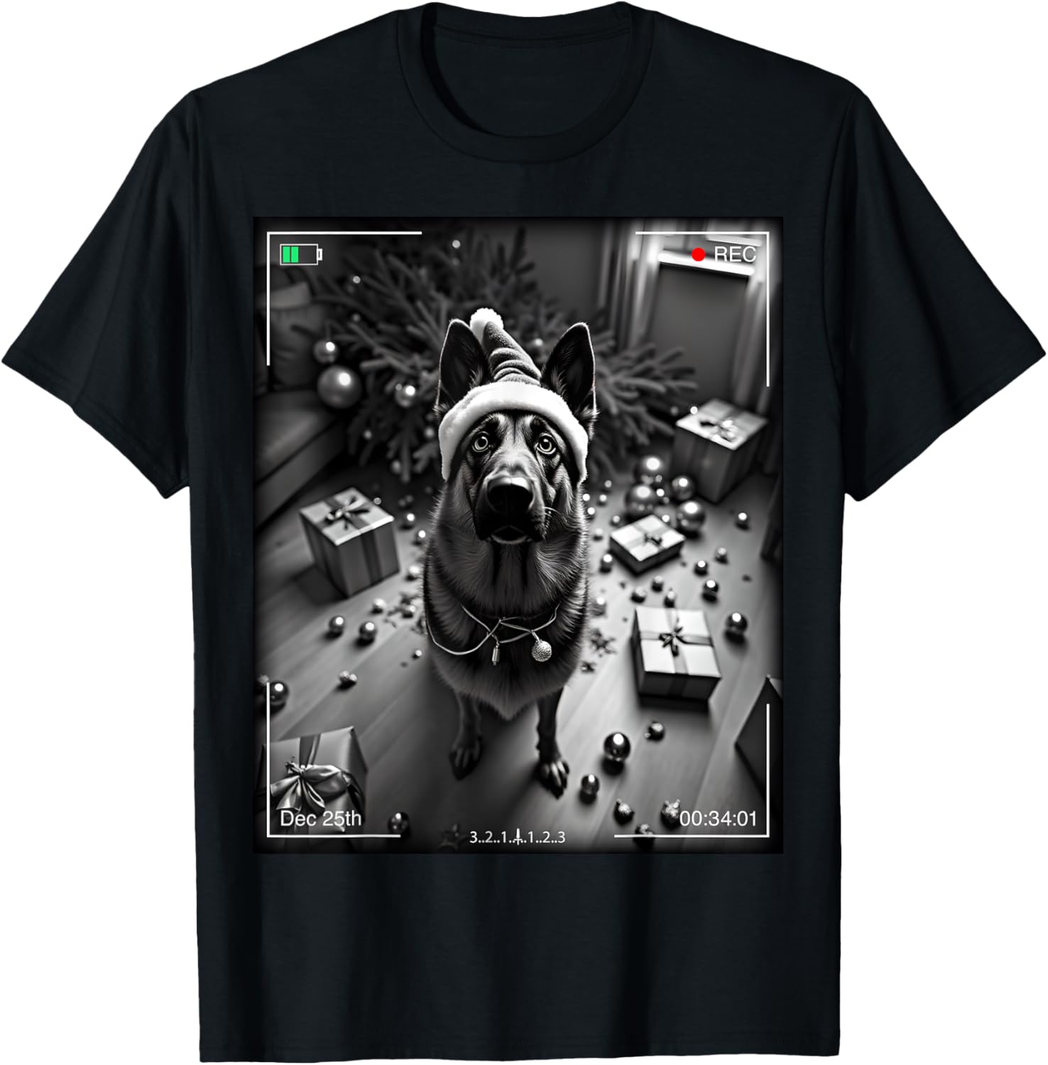 Christmas German Shepherd Caught on Camera T-Shirt for Dog Lovers - 3