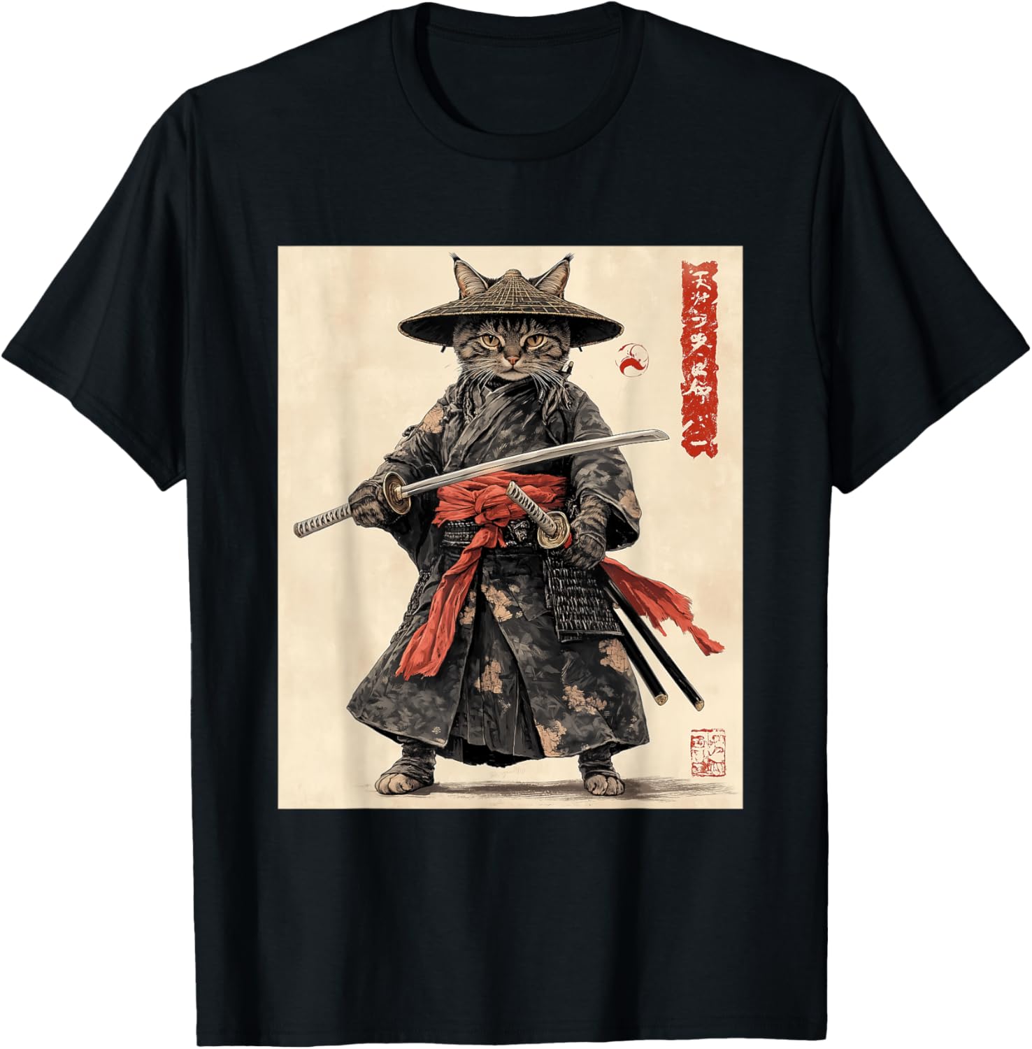 Samurai Cat T-Shirt - Japanese Warrior Graphic Tee for Cat Lovers - 21