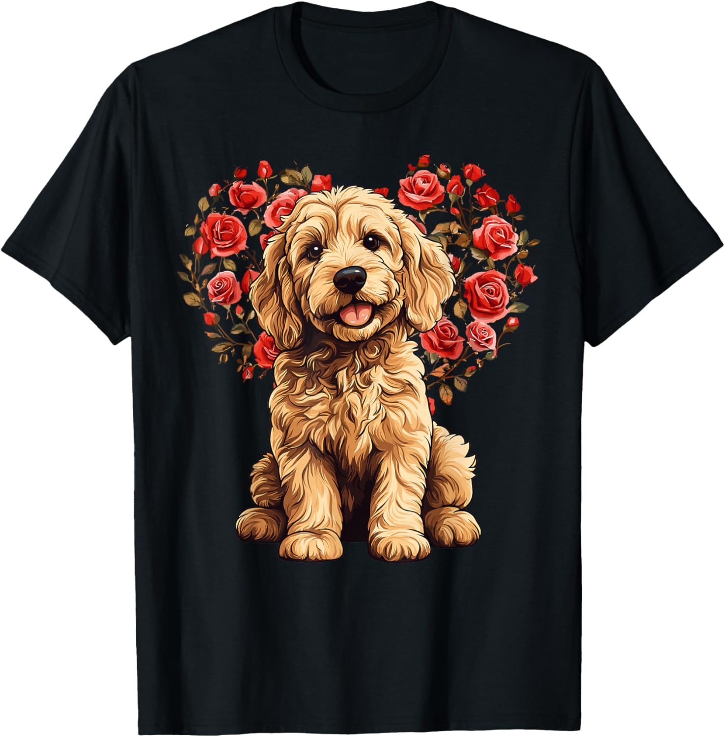 Goldendoodle Valentine’s Day Floral Heart T-Shirt for Dog Lovers - 24