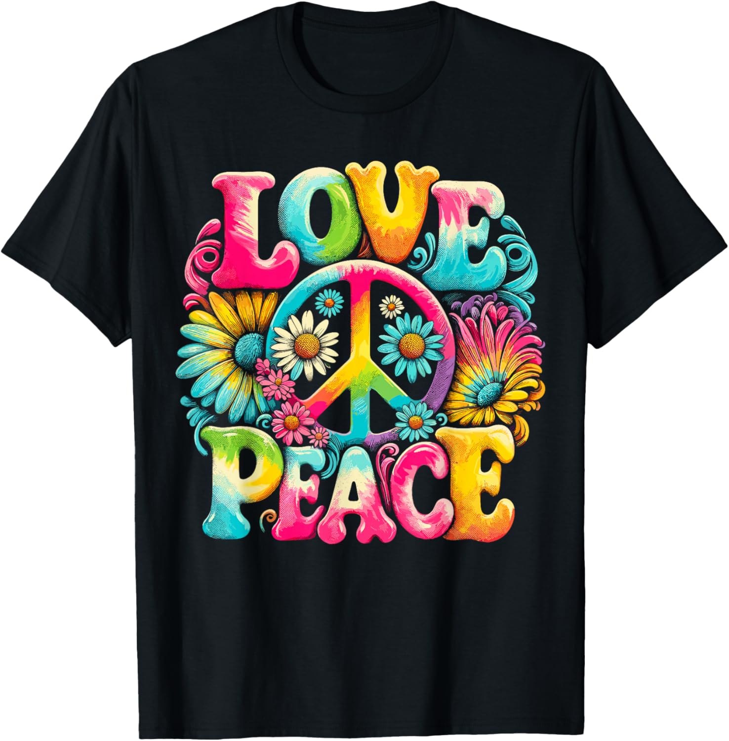 Hippie Tie Dye T-Shirt with Peace Sign and Love Design for Trendy Style - 5
