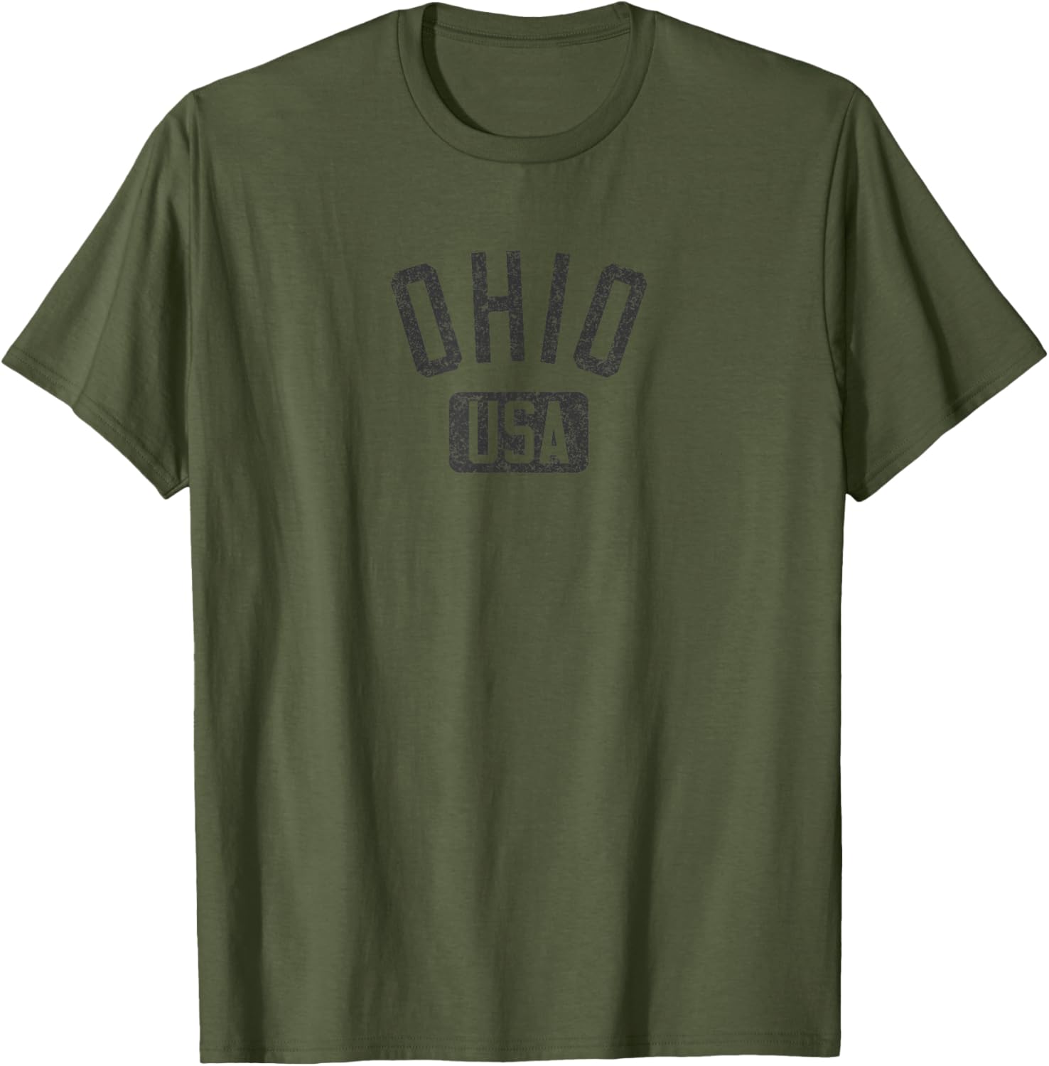Ohio Arched Text Distressed Black Print T-Shirt for Casual Style Lovers - 23