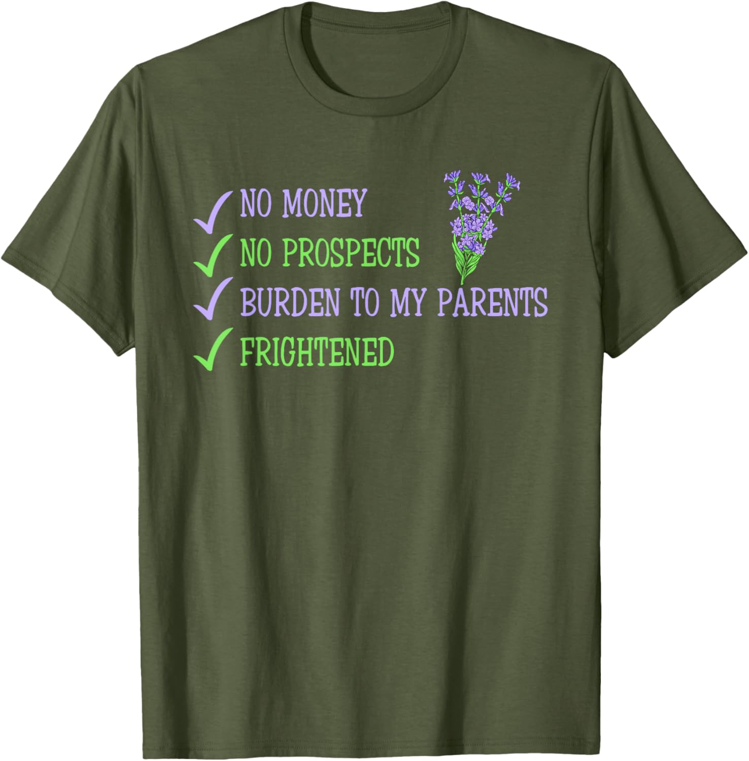 Humorous No Money No Prospects T-Shirt for Frightened Young Adults - 3