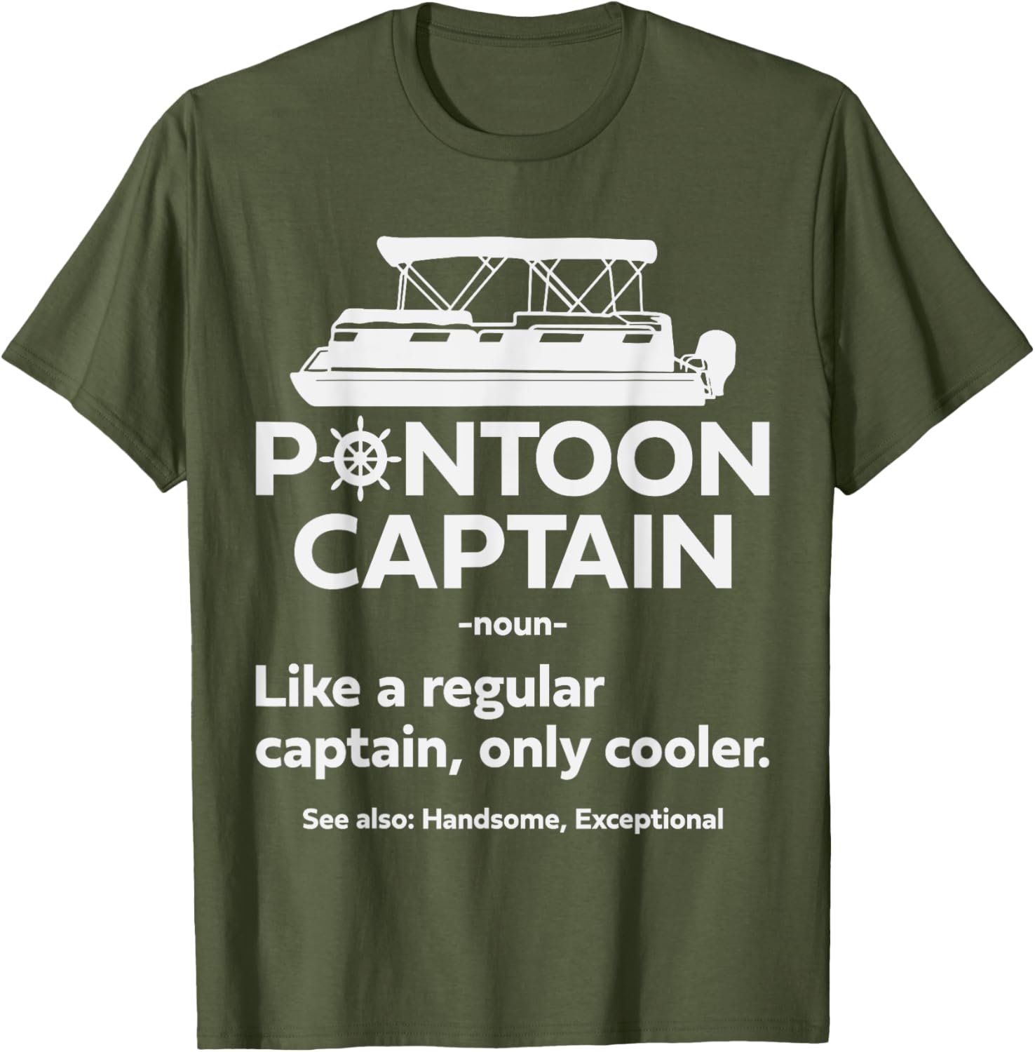 Funny Pontoon Boat Captain Dad T-Shirt for Sailing and Boating Fun - 1